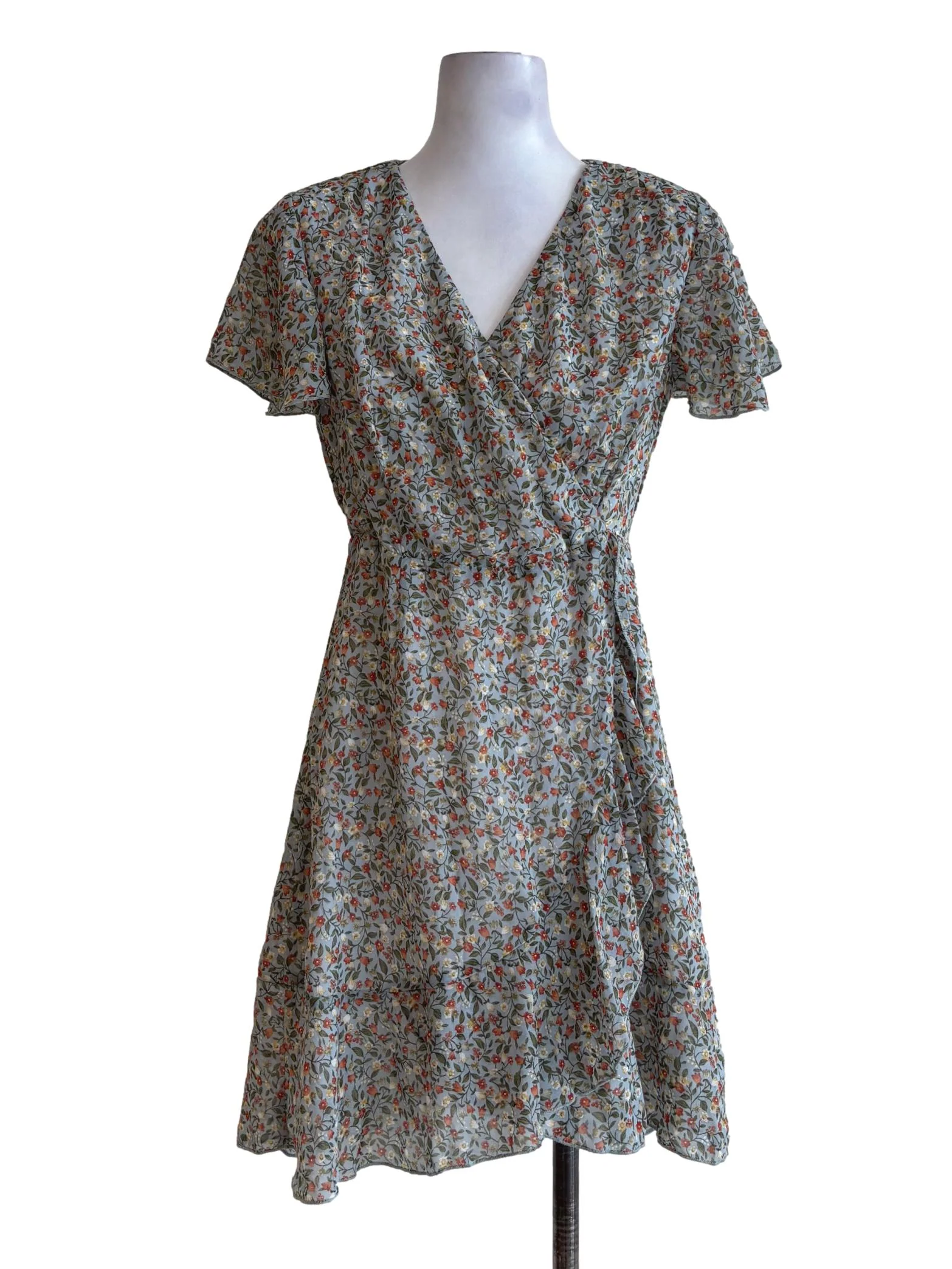 Mint Green Floral Flowy Dress