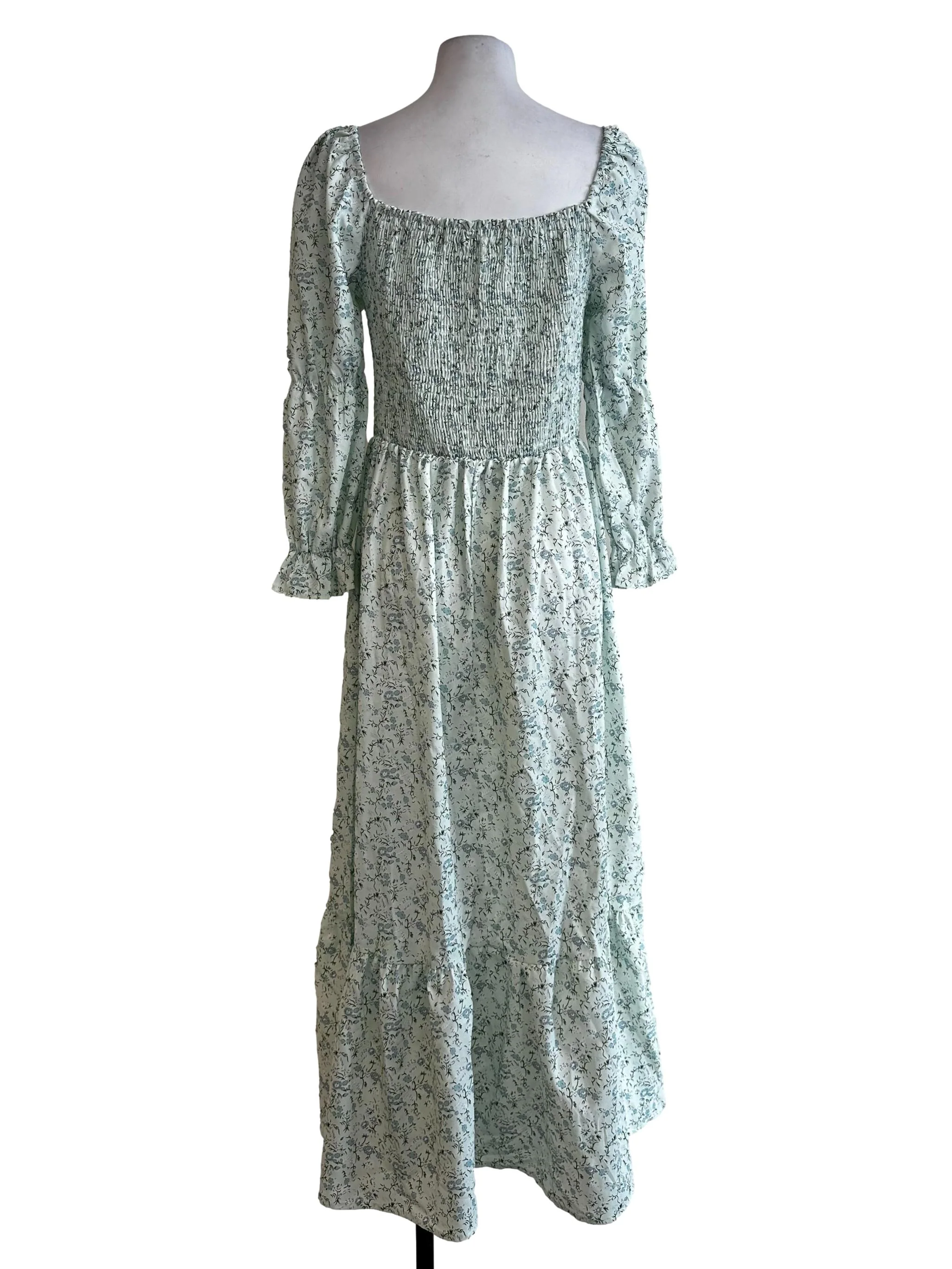 Mint Green Flower Pattern Maxi Dress - Image 2