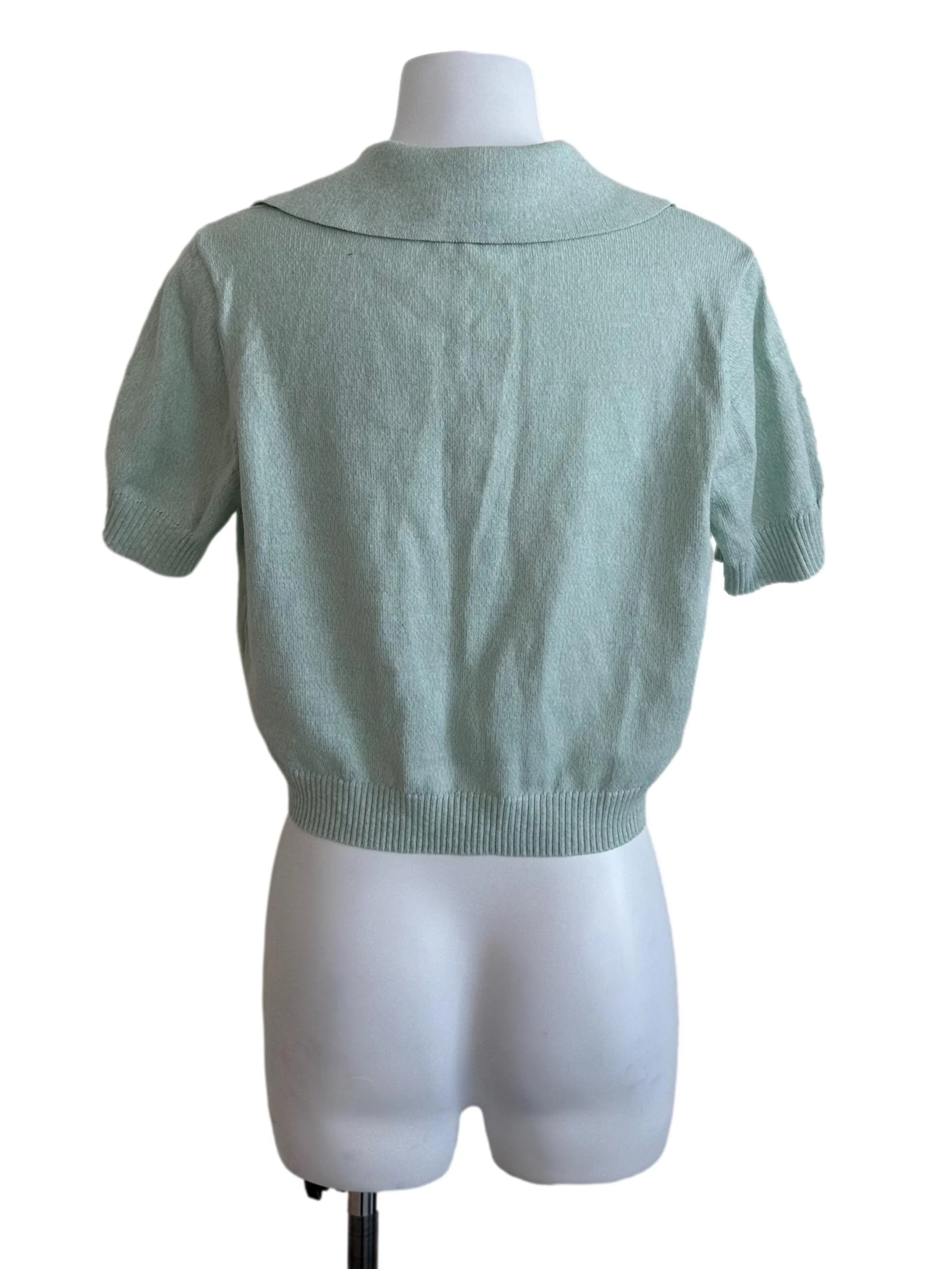 Mint Green Knit Collar Top - Image 2
