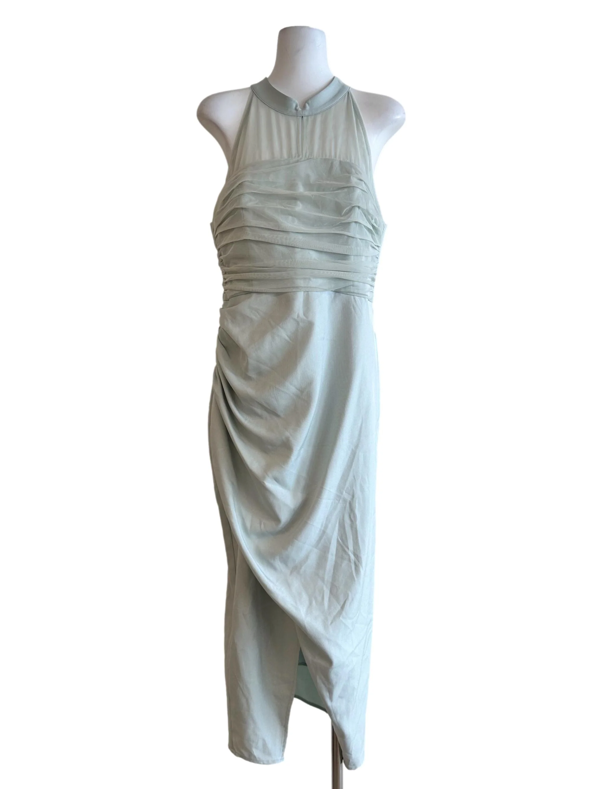 Mint Green Padded Halter Maxi Dress