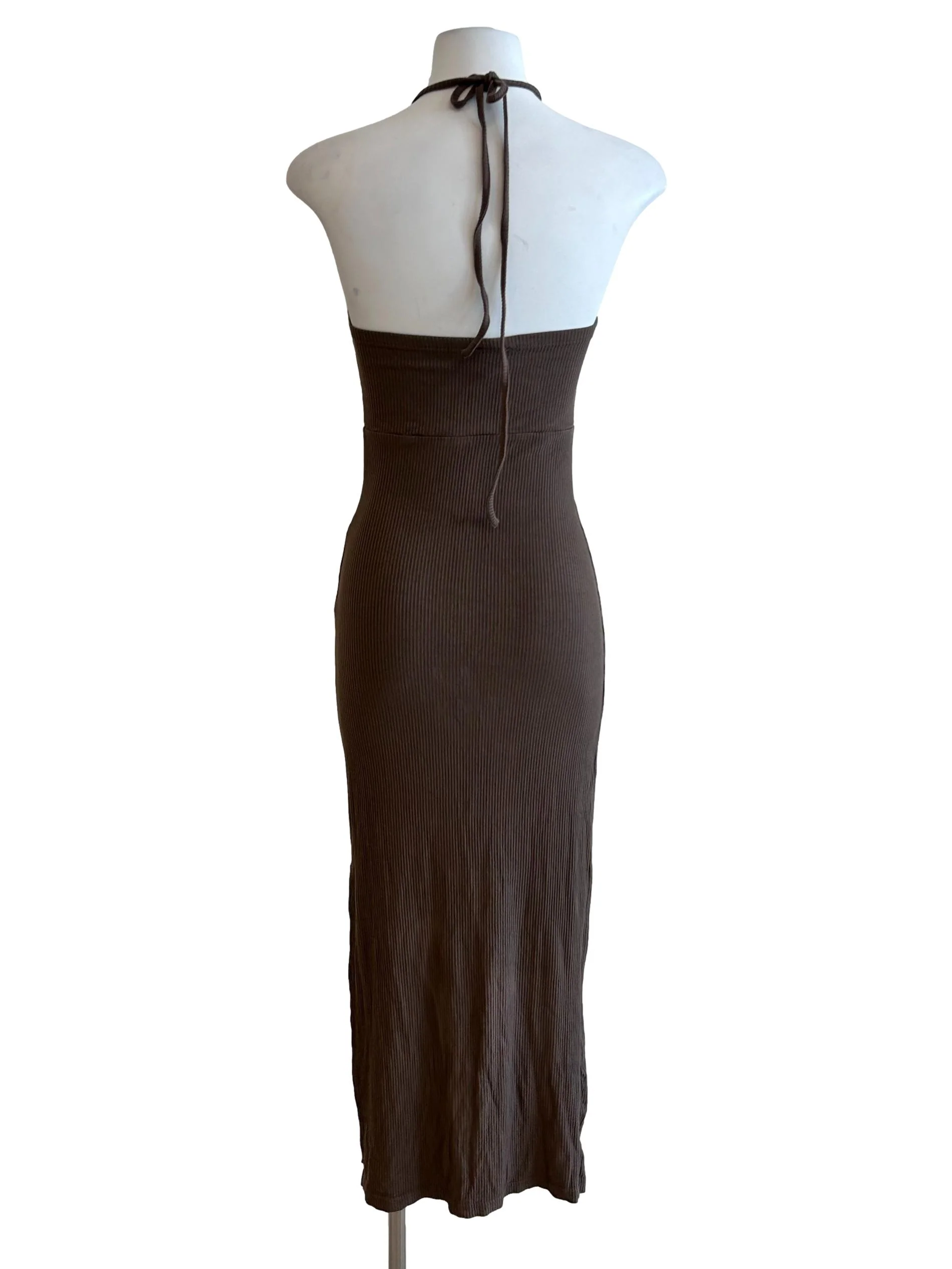 Mocha Brown Ribbed Bodycon - Image 2
