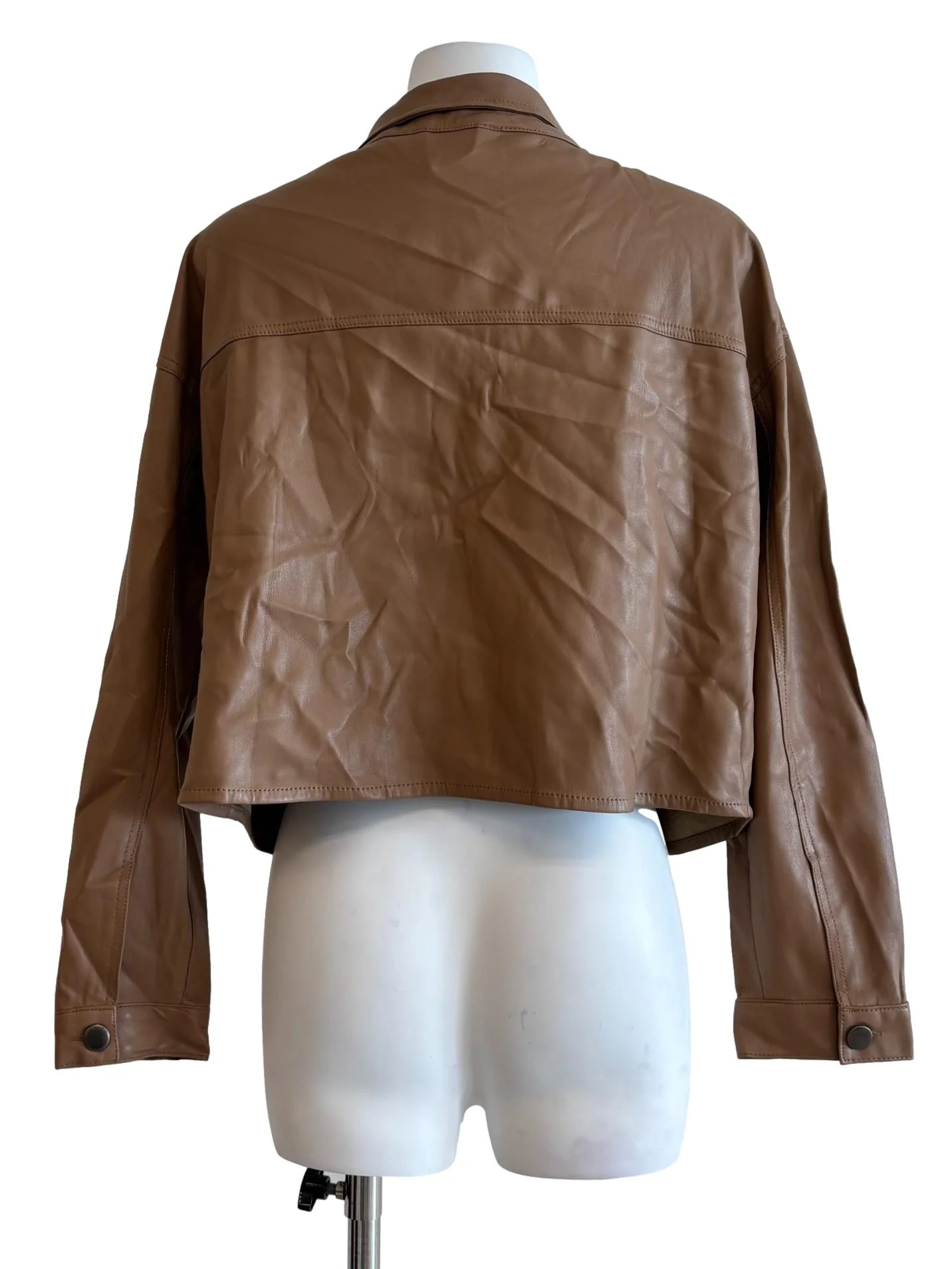 Mocha Brown Leather Jacket - Image 2