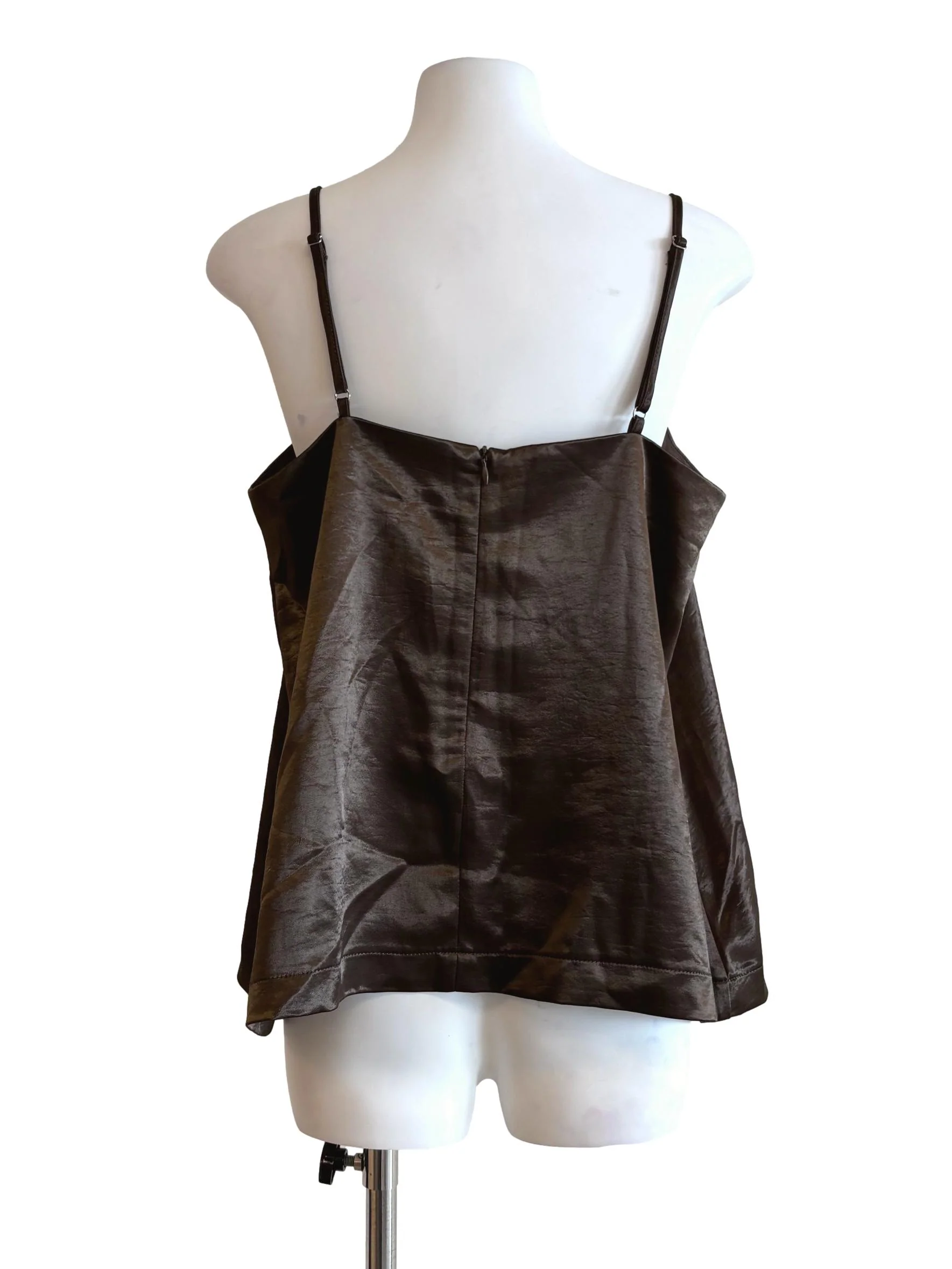 Mocha Brown Satin Camisole Top - Image 2