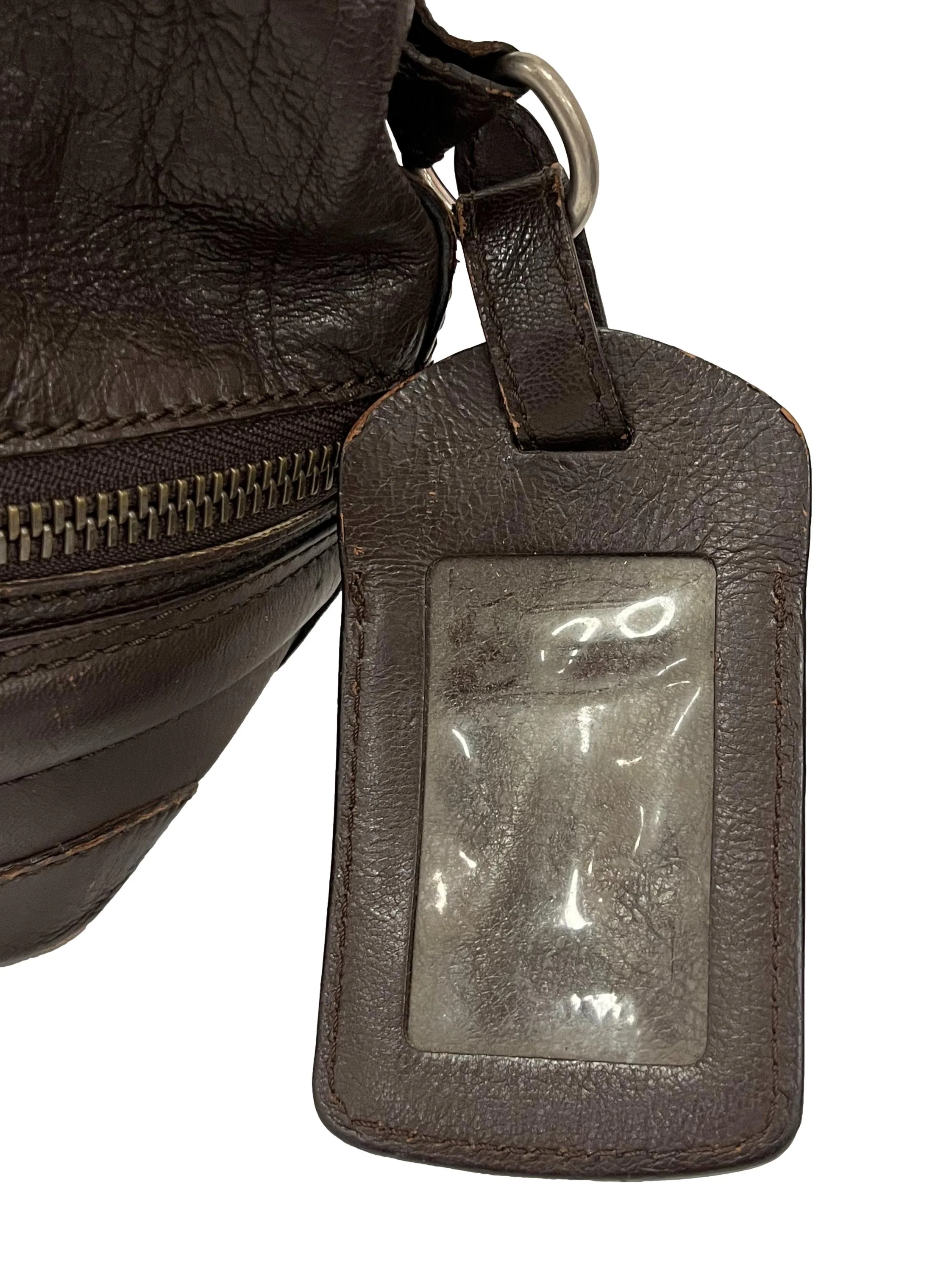 Mocha Anthracite Black Leather Zippered Tote Bag - Image 3