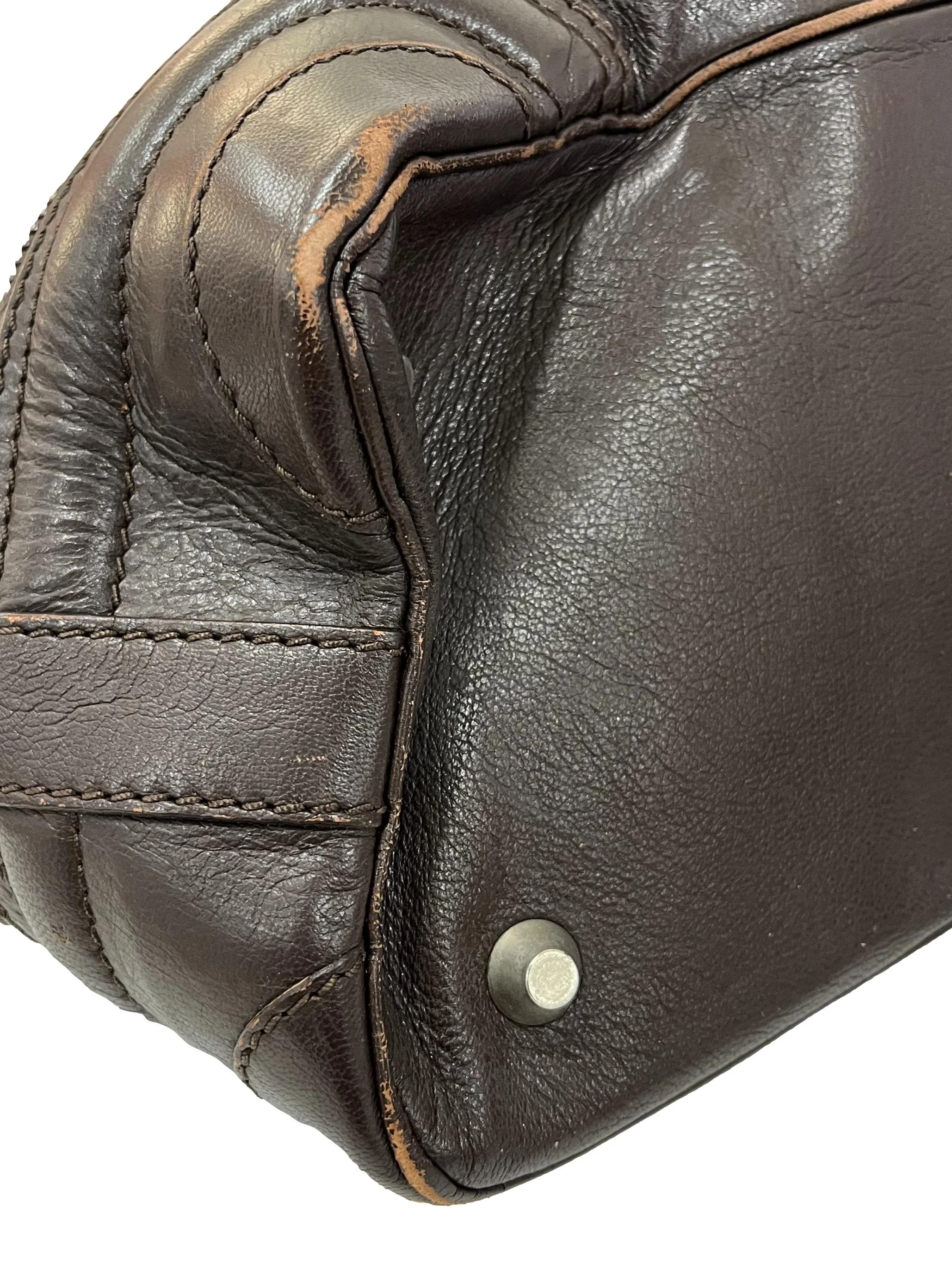 Mocha Anthracite Black Leather Zippered Tote Bag - Image 6