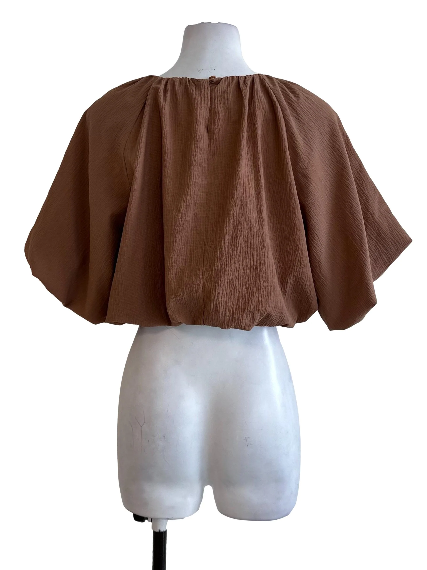 Mocha Brown Textured Bubble Top - Image 2