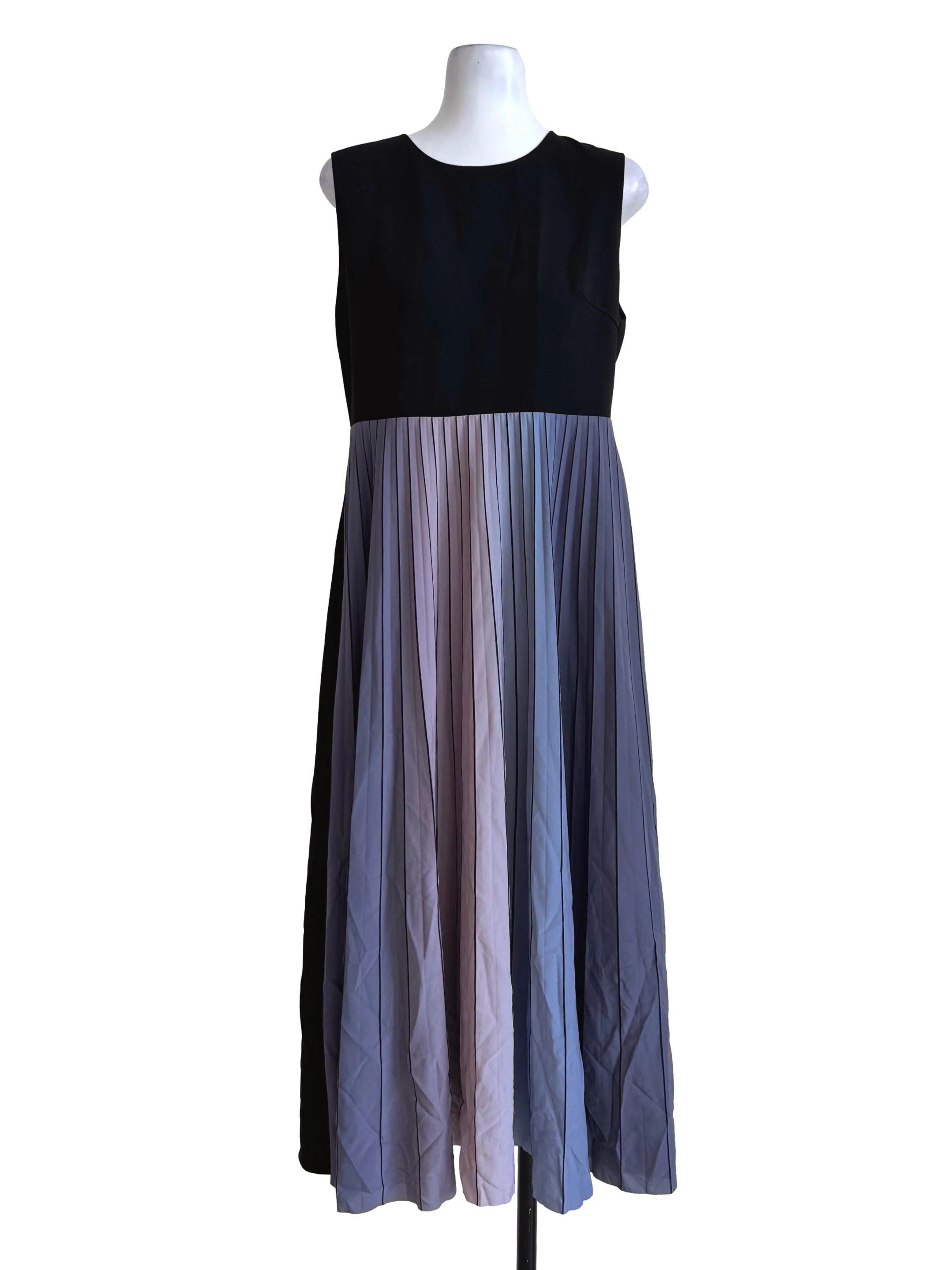Monochrome Black Front Pleated Dress