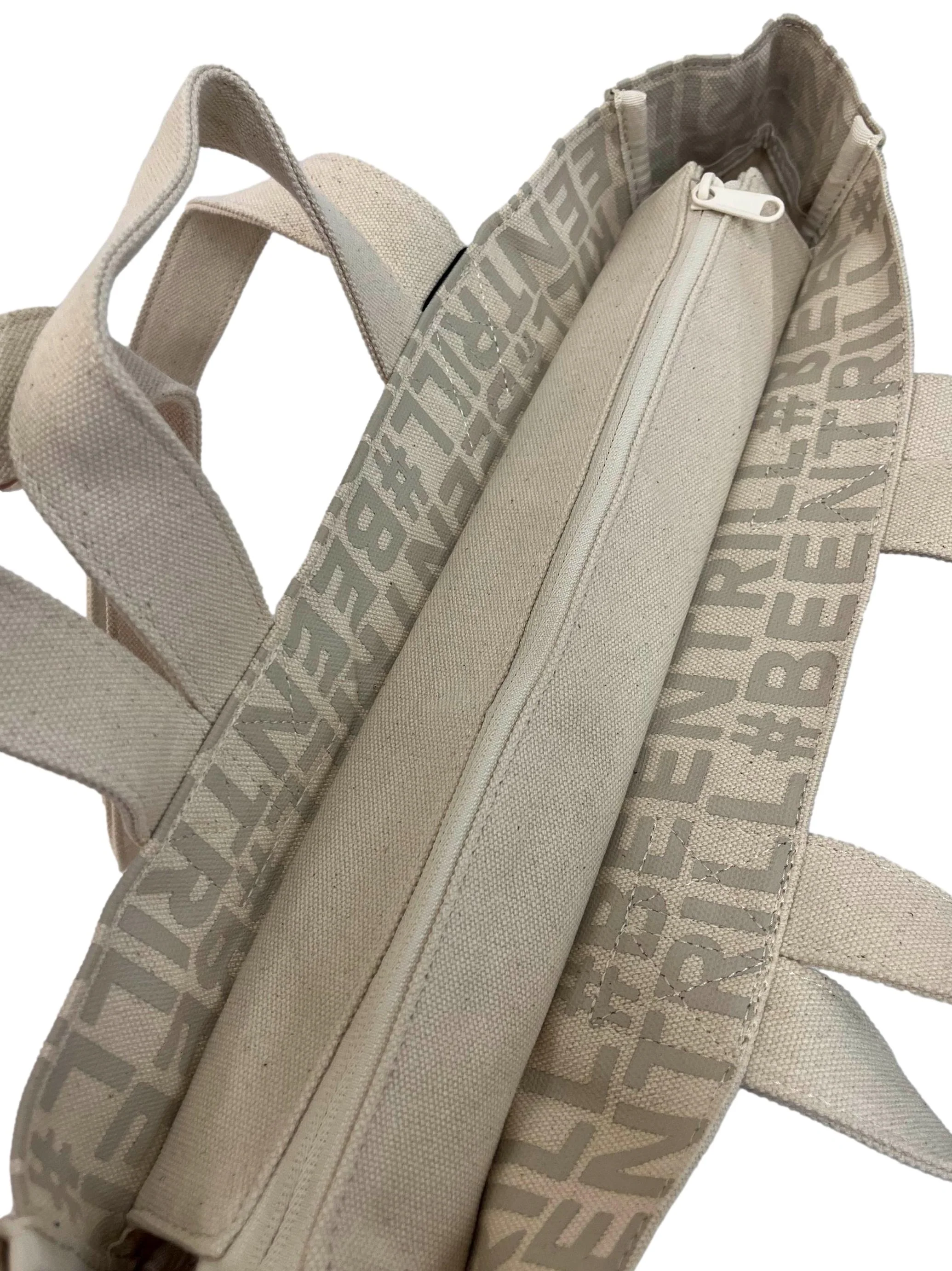 Monogram Cream Large Canvas Tote - Image 5