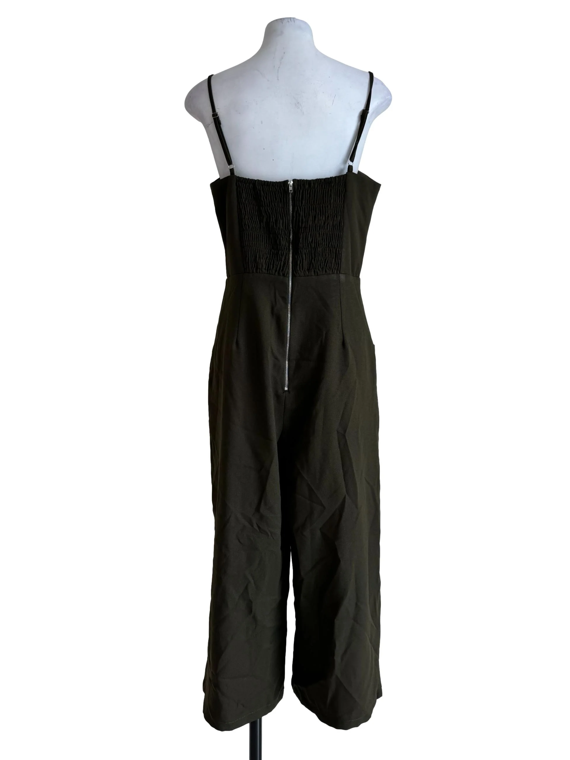 Moss Green Front Button Jumpsuit - Image 2