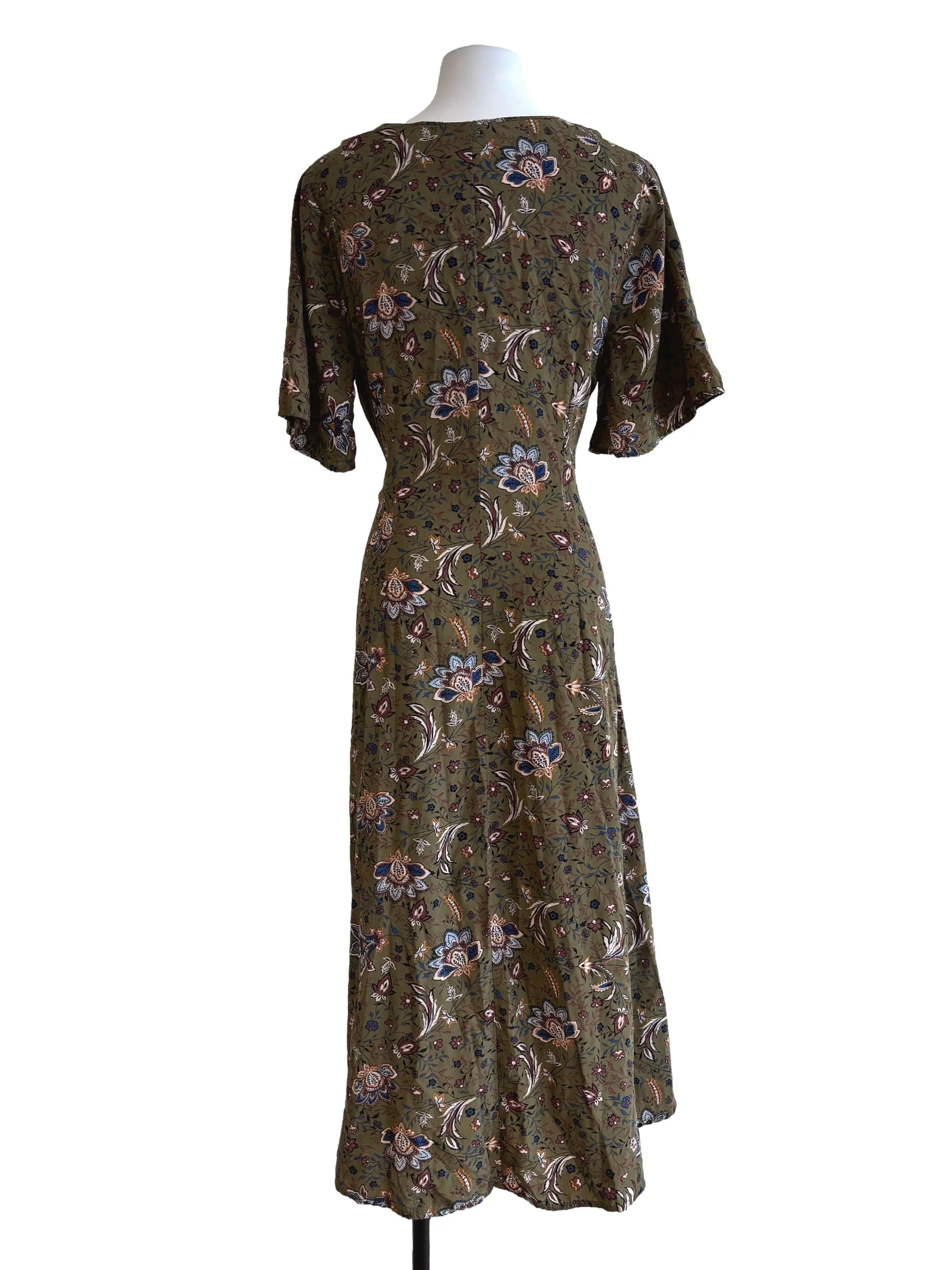 Moss Green Patterned Wrap Dress - Image 2