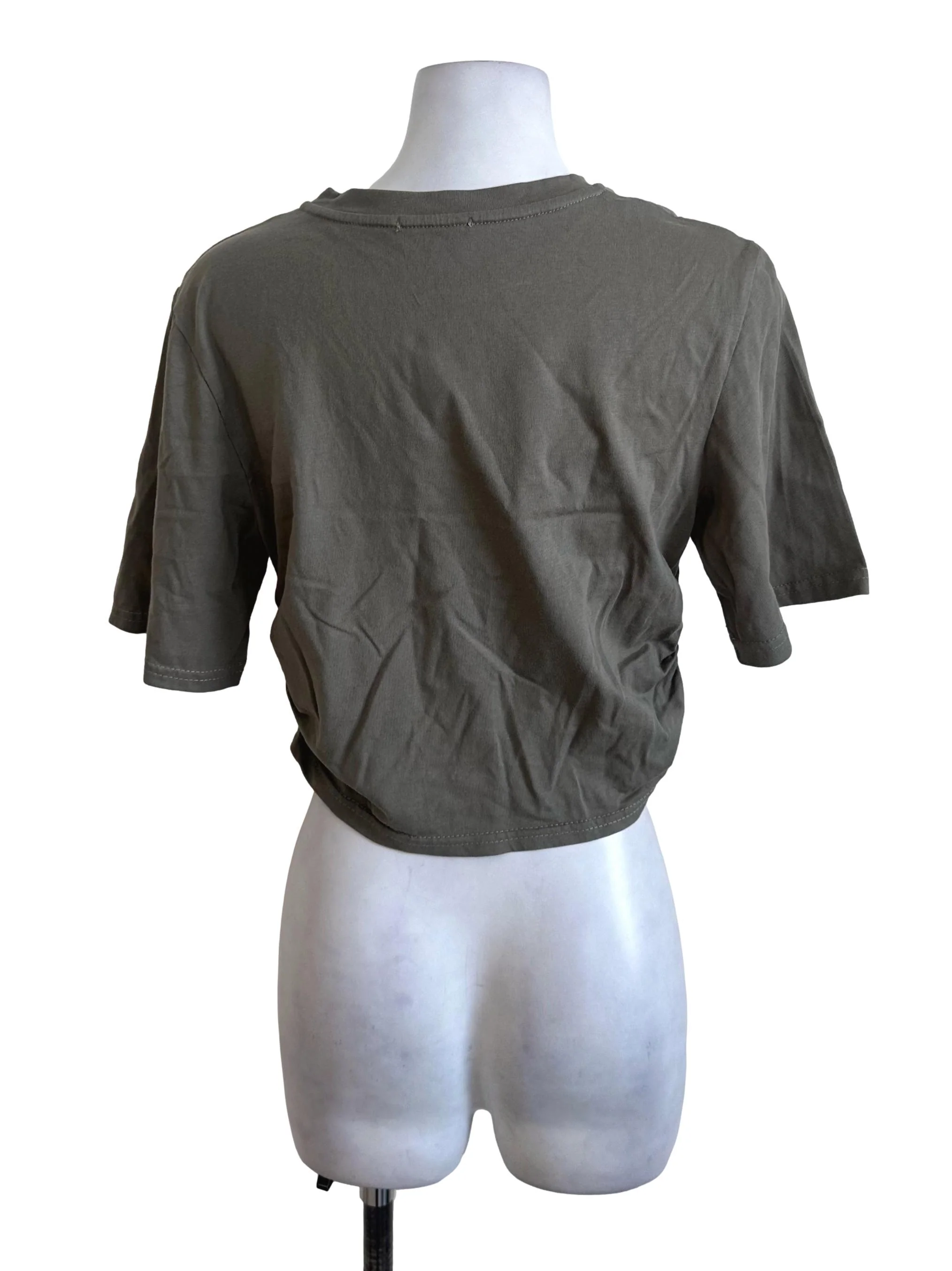 Moss Green Round Neck Tee Top - Image 2