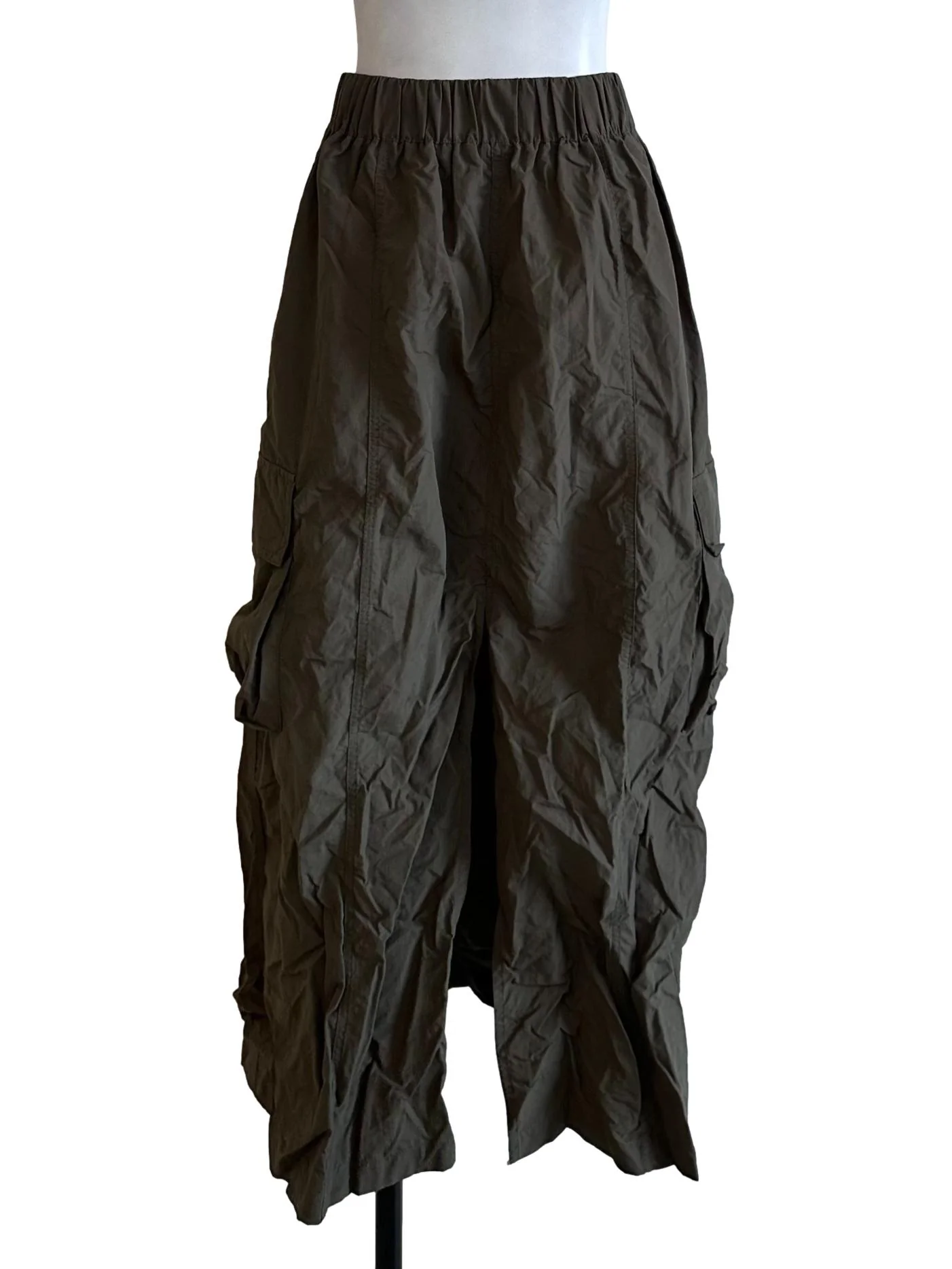 Moss Green Slit Cargo Skirt - Image 2