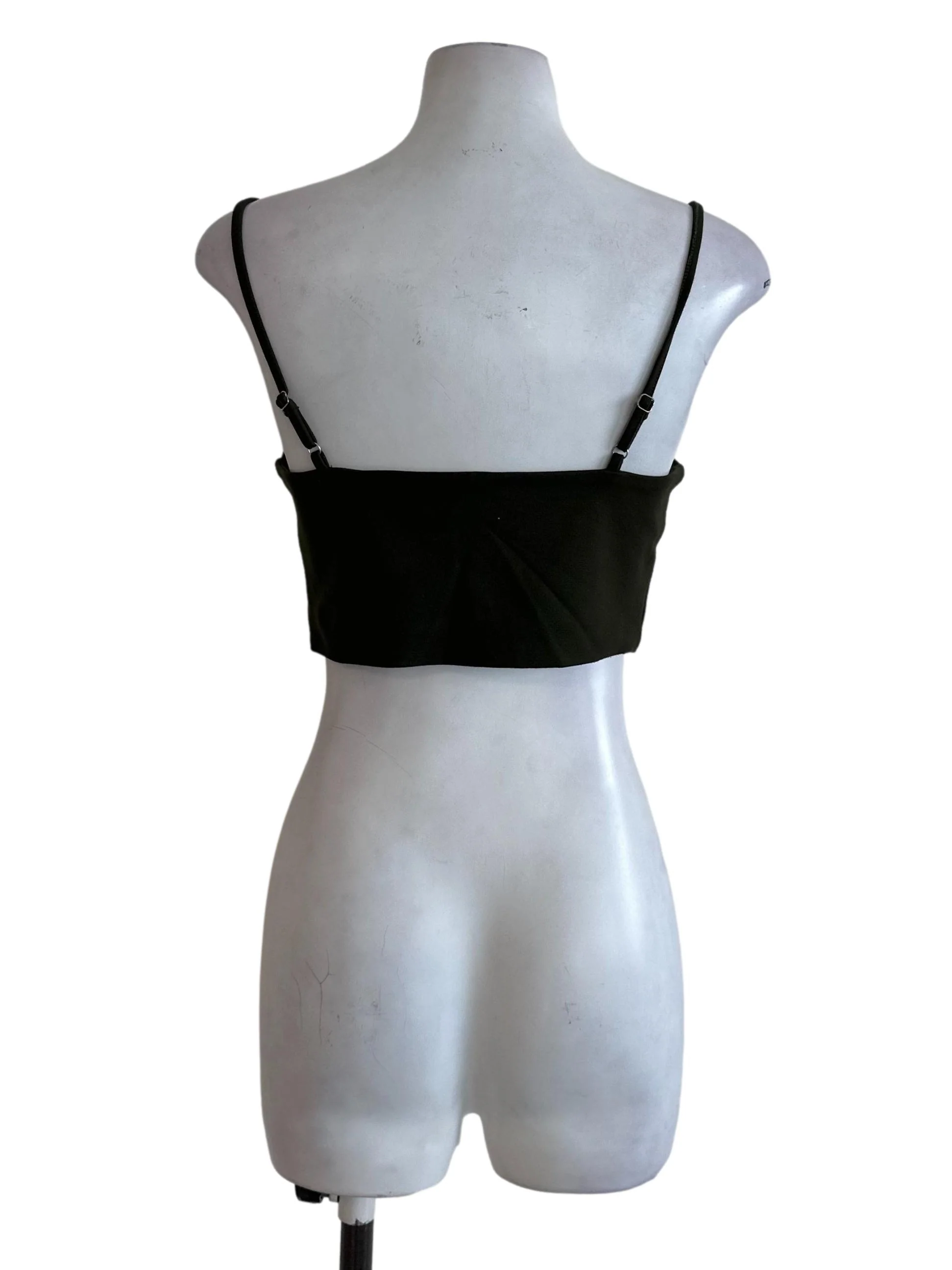 Moss Green Square Neck Crop Top - Image 2