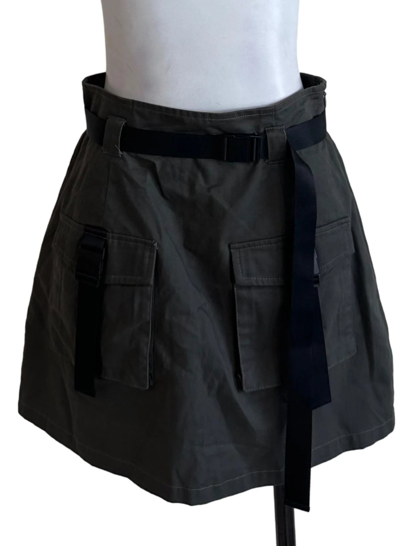 Moss Grey Pocket Belt Strap Skorts