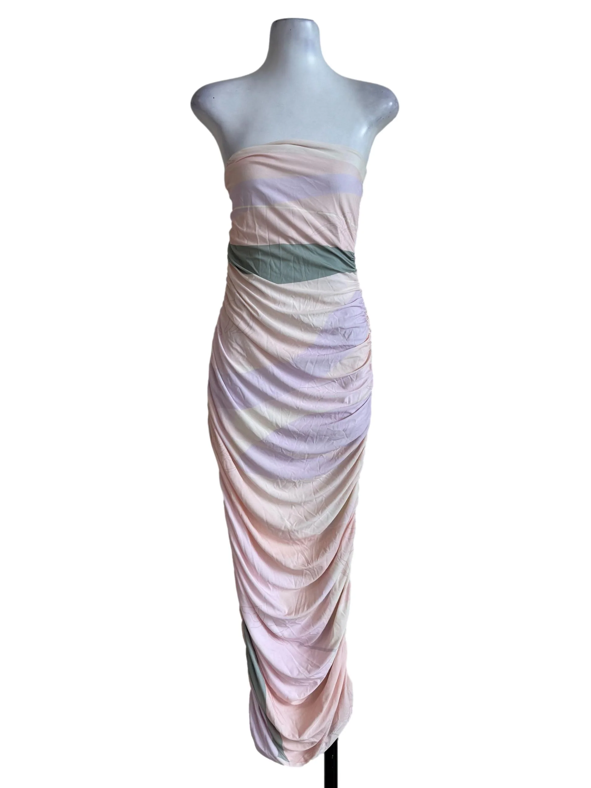 Multi Color Pastel Strapless Bodycon Dress