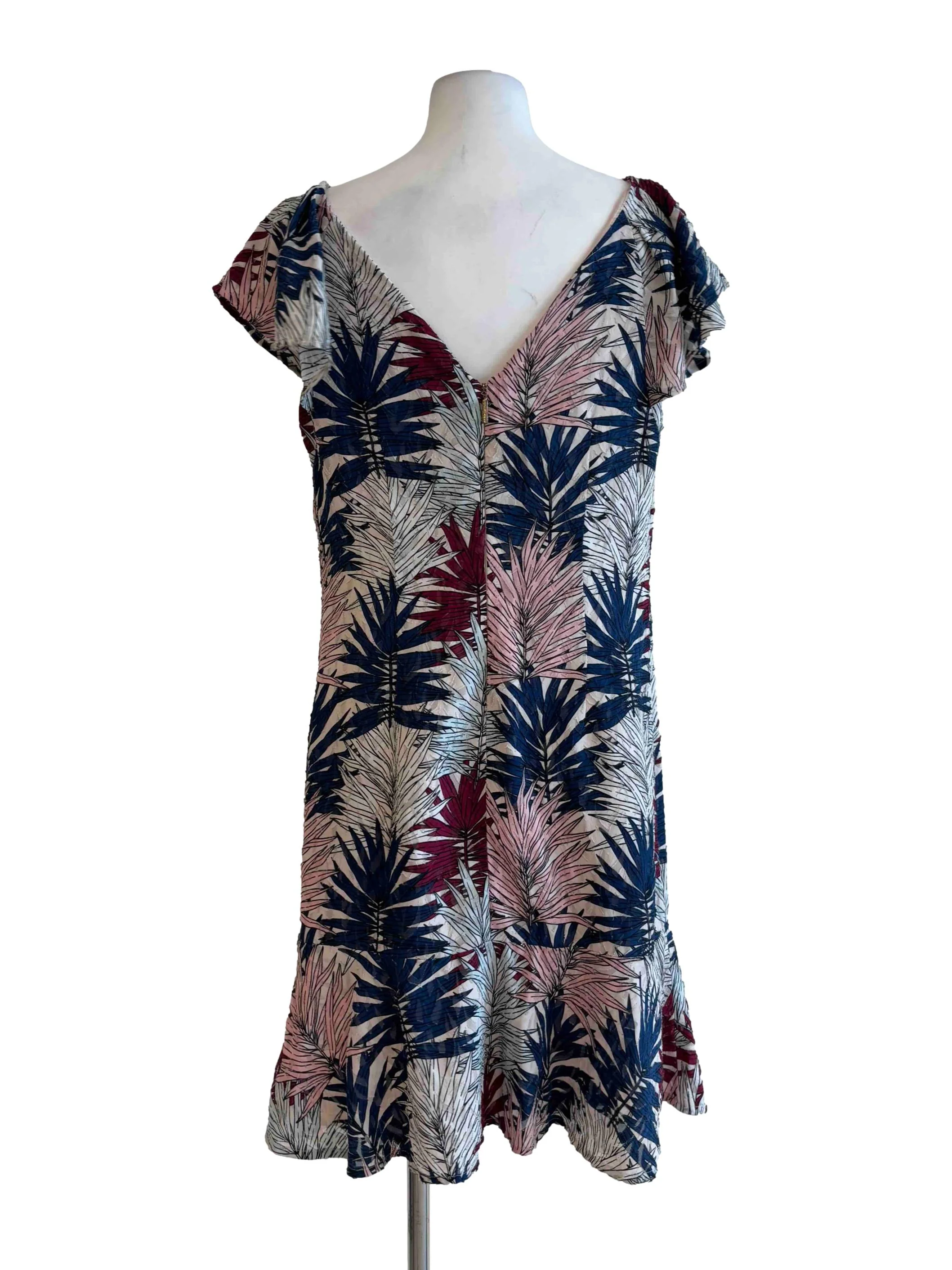 Multicolour Cap Sleeve Patterned Textured Dress - Image 2