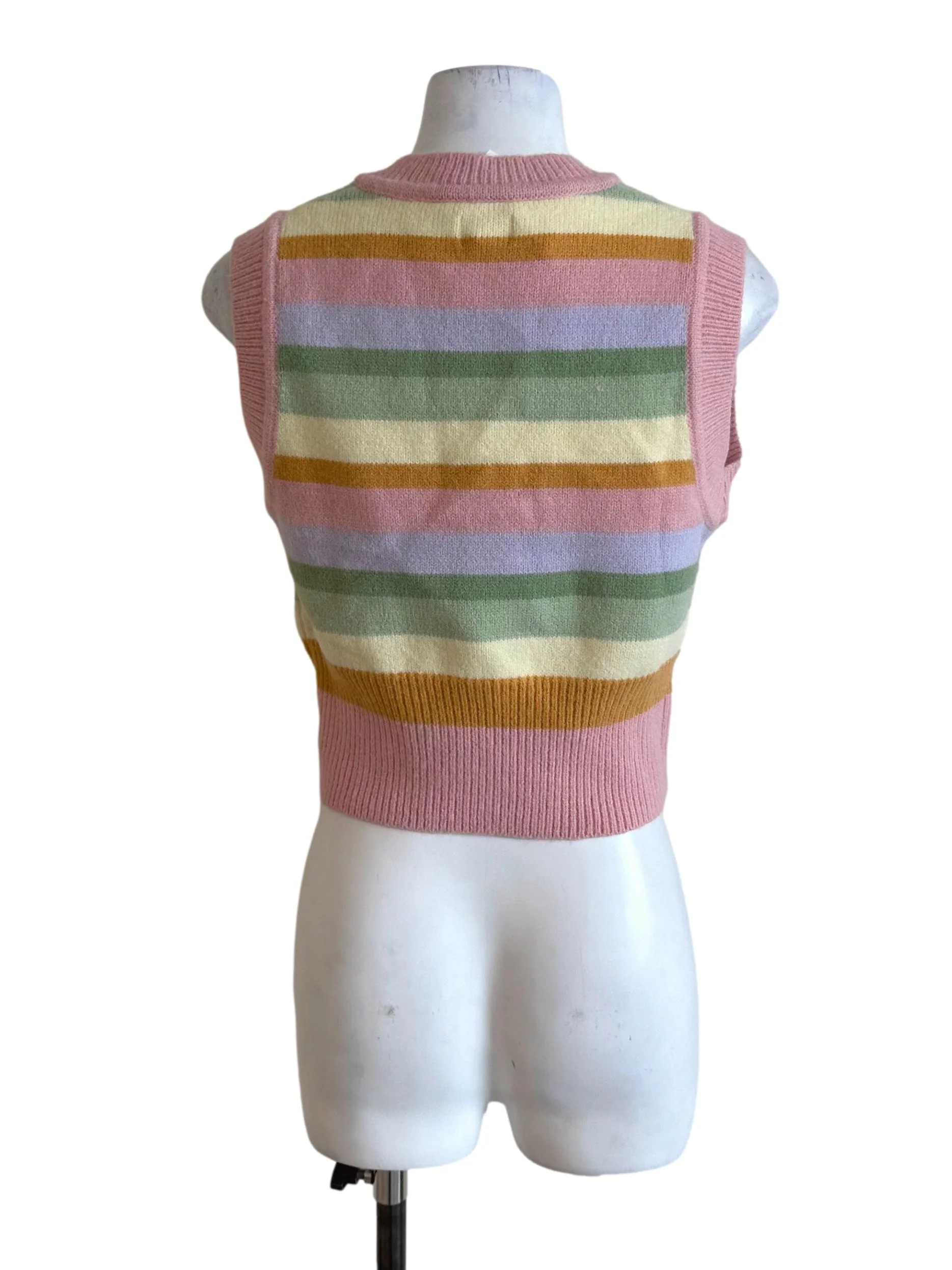 Multicolour Stripe V Neck Knit Top - Image 2