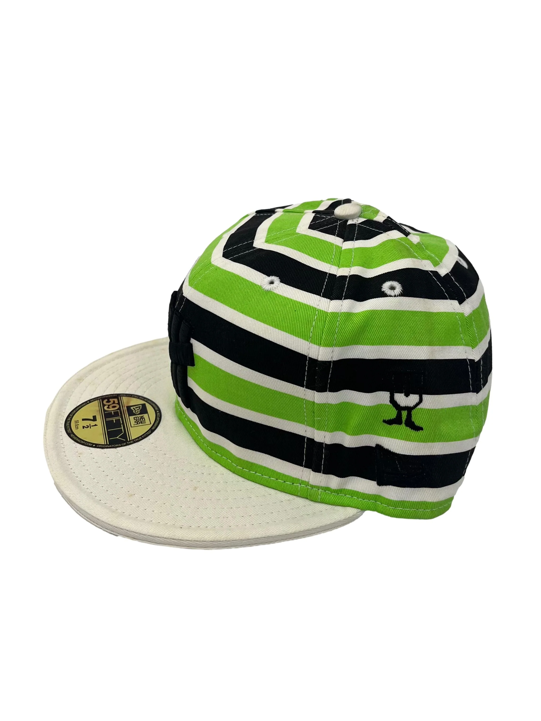 Multicolour Striped With Black Embroidery Snapback Cap - Image 2