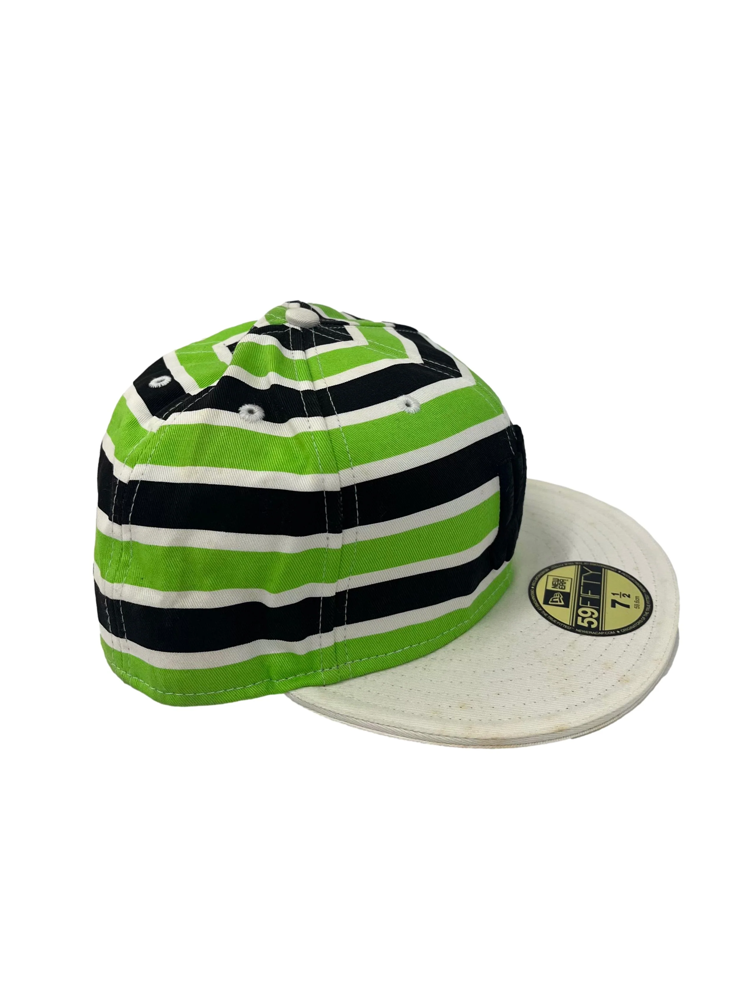 Multicolour Striped With Black Embroidery Snapback Cap - Image 3