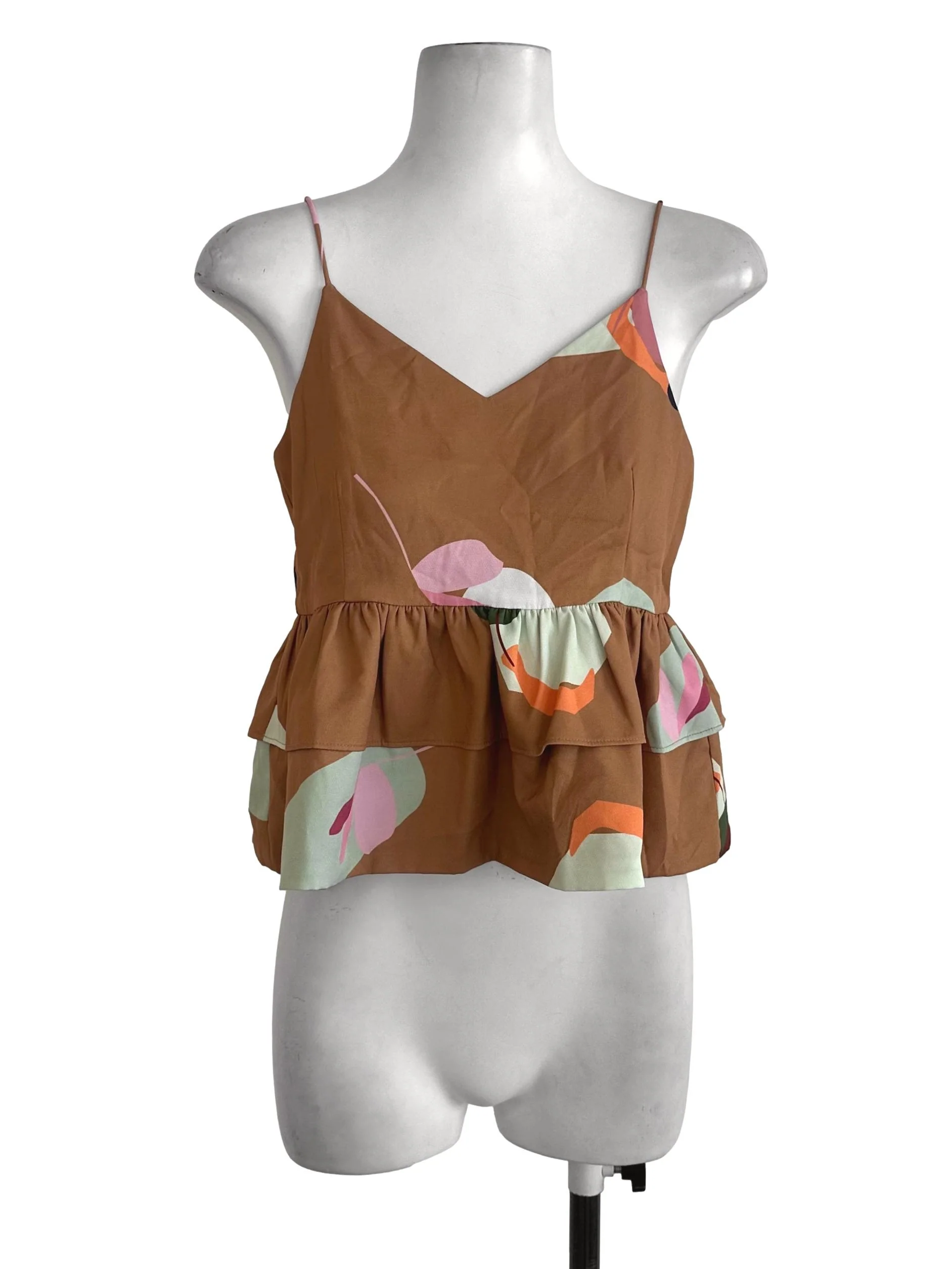 Mustard Brown Abstract Peplumtop TCL