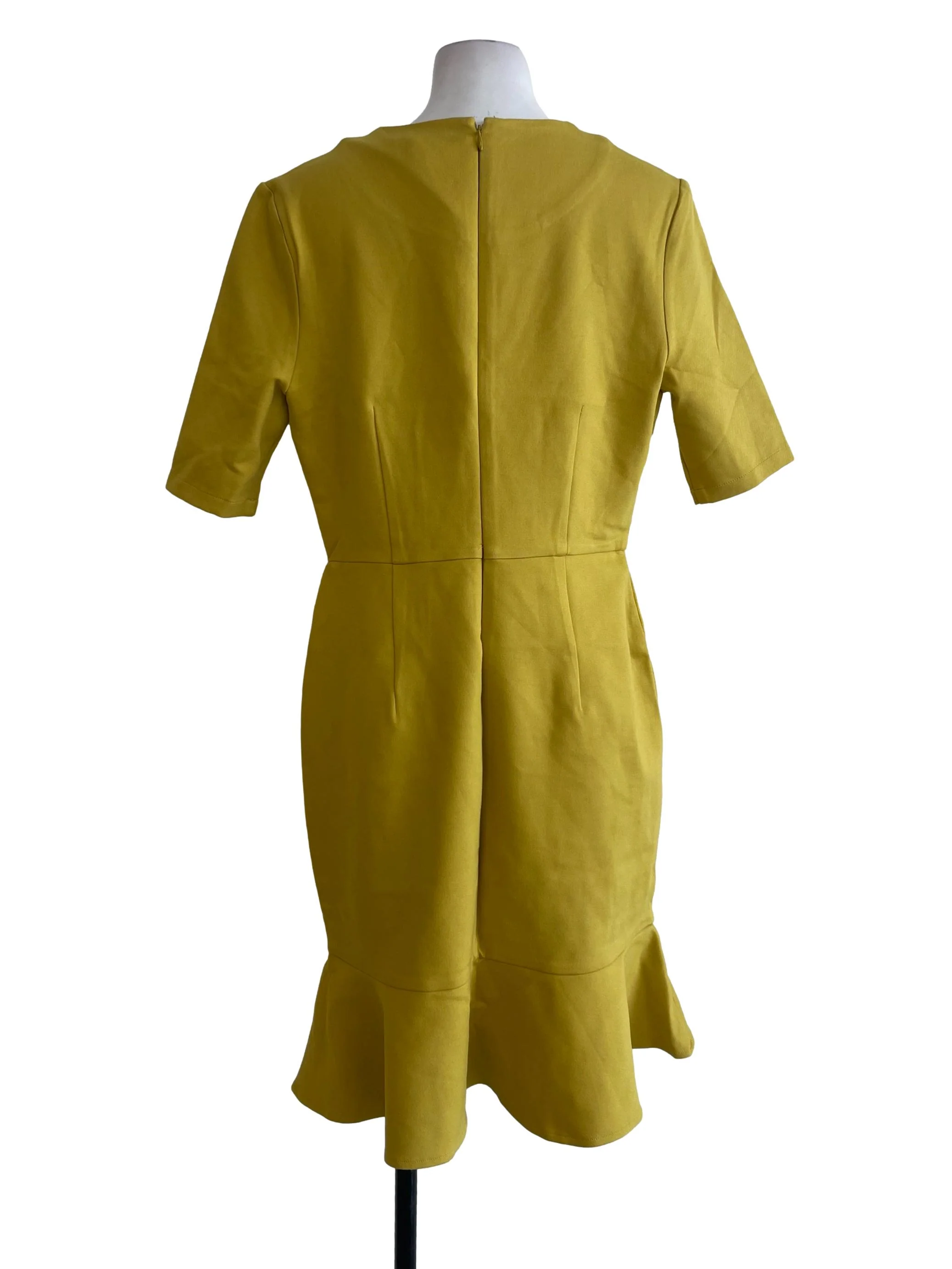 Mustard Yellow Peplum Mini Dress - Image 2