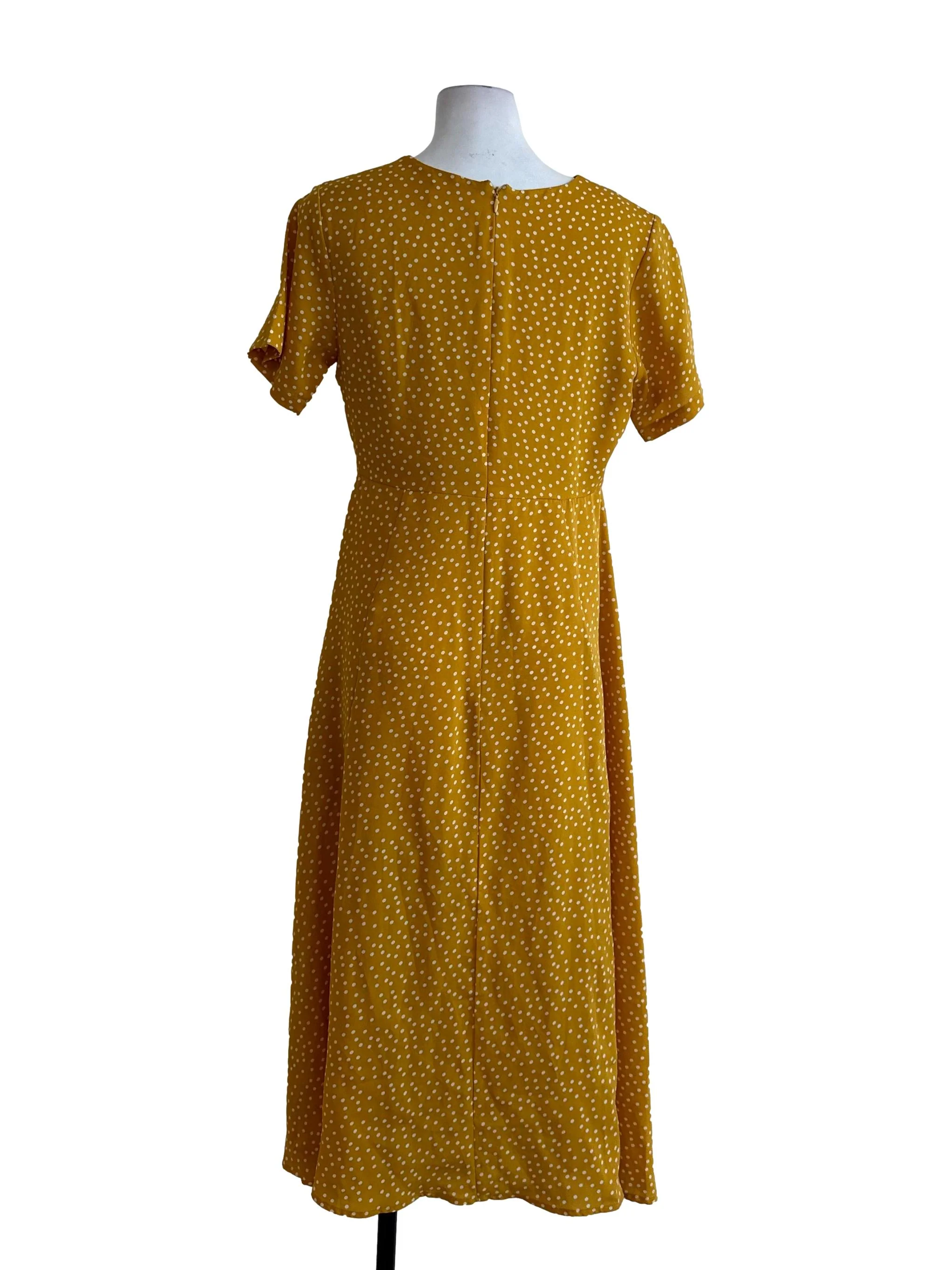 Mustard Yellow Polkadot Pattern Dress - Image 2