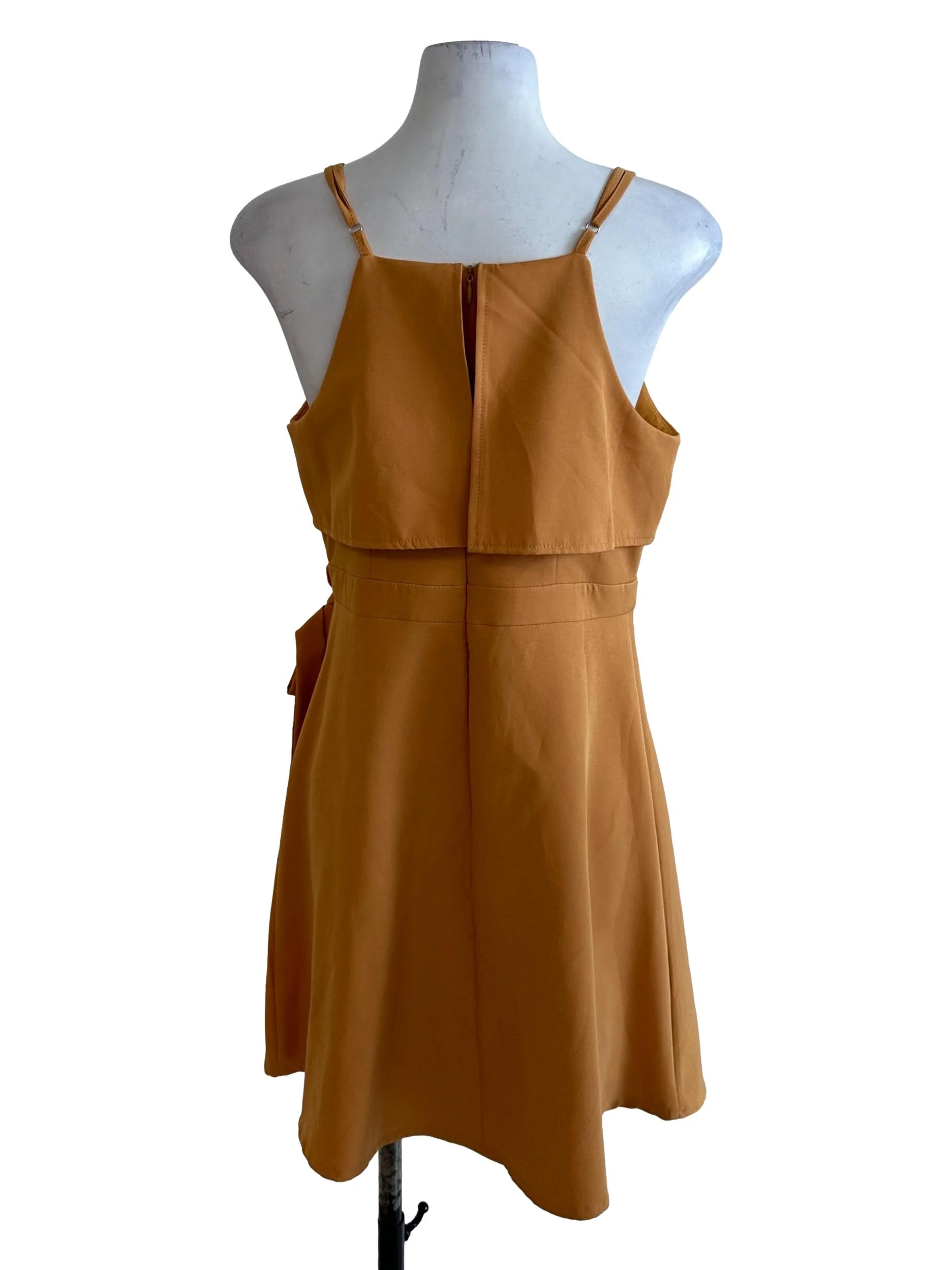 Mustard Yellow V Neck Wrap Dress - Image 2