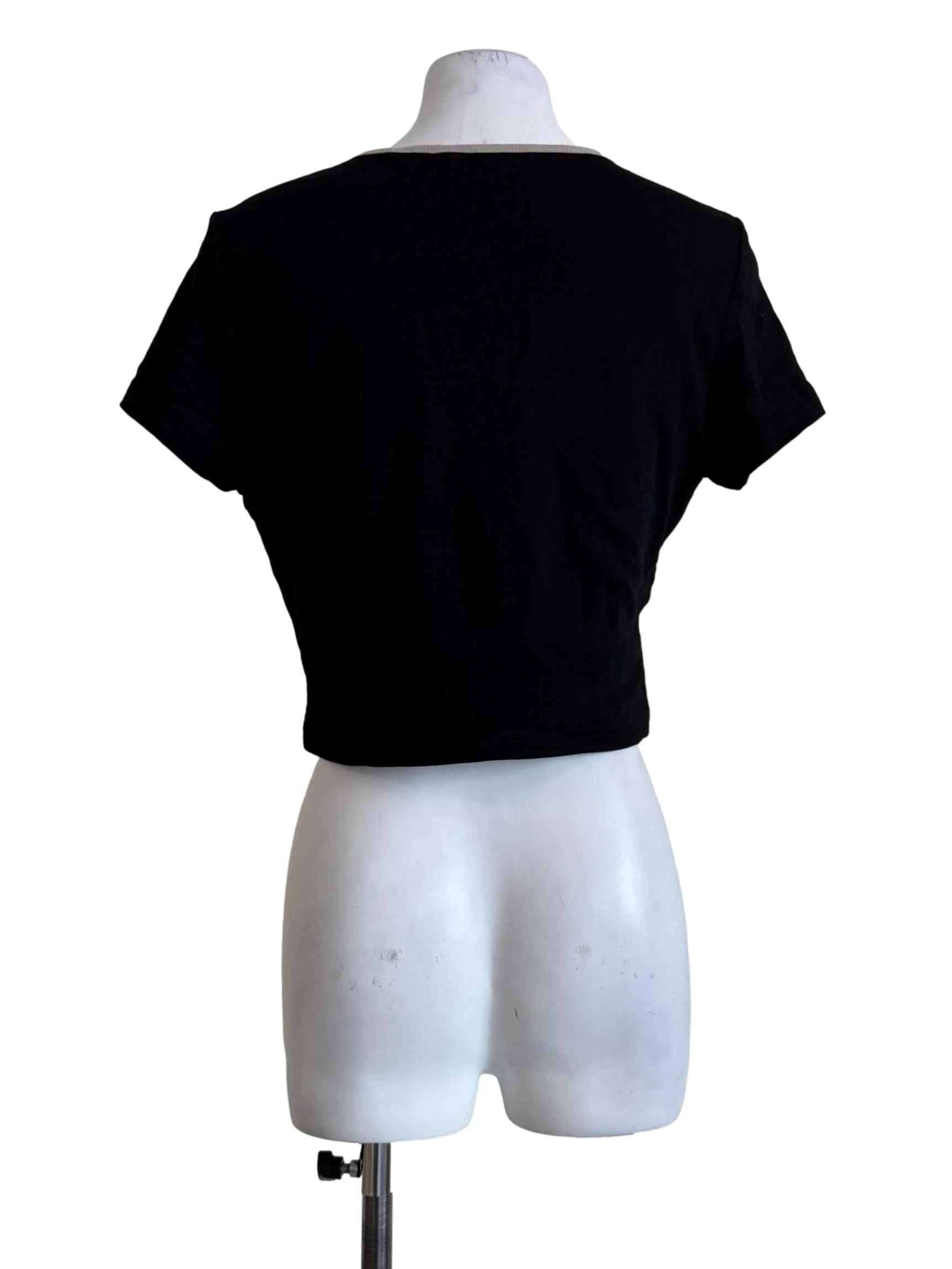 Muted Black Padded Short Sleeve Top - Image 2
