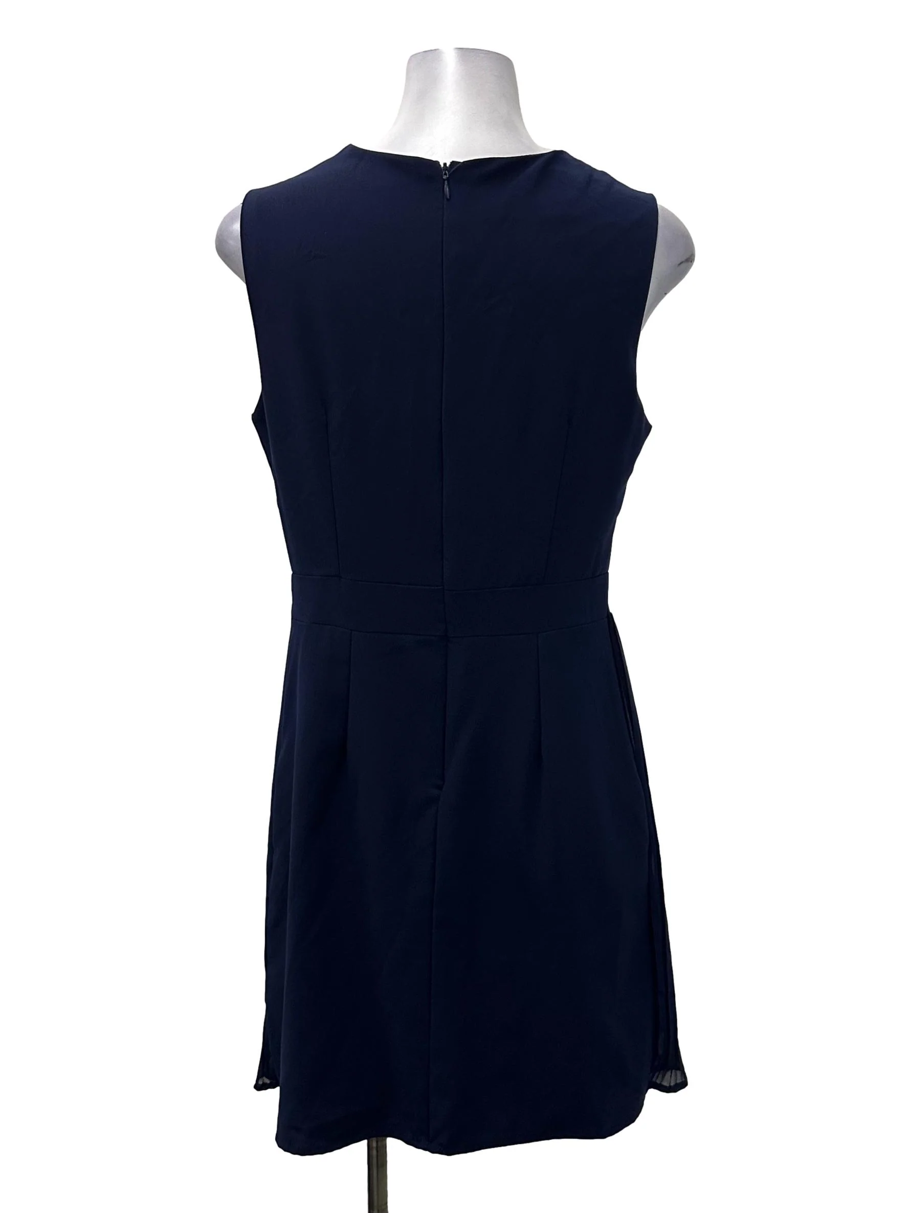 Navy Asymmetric Pleated Dress - Image 2