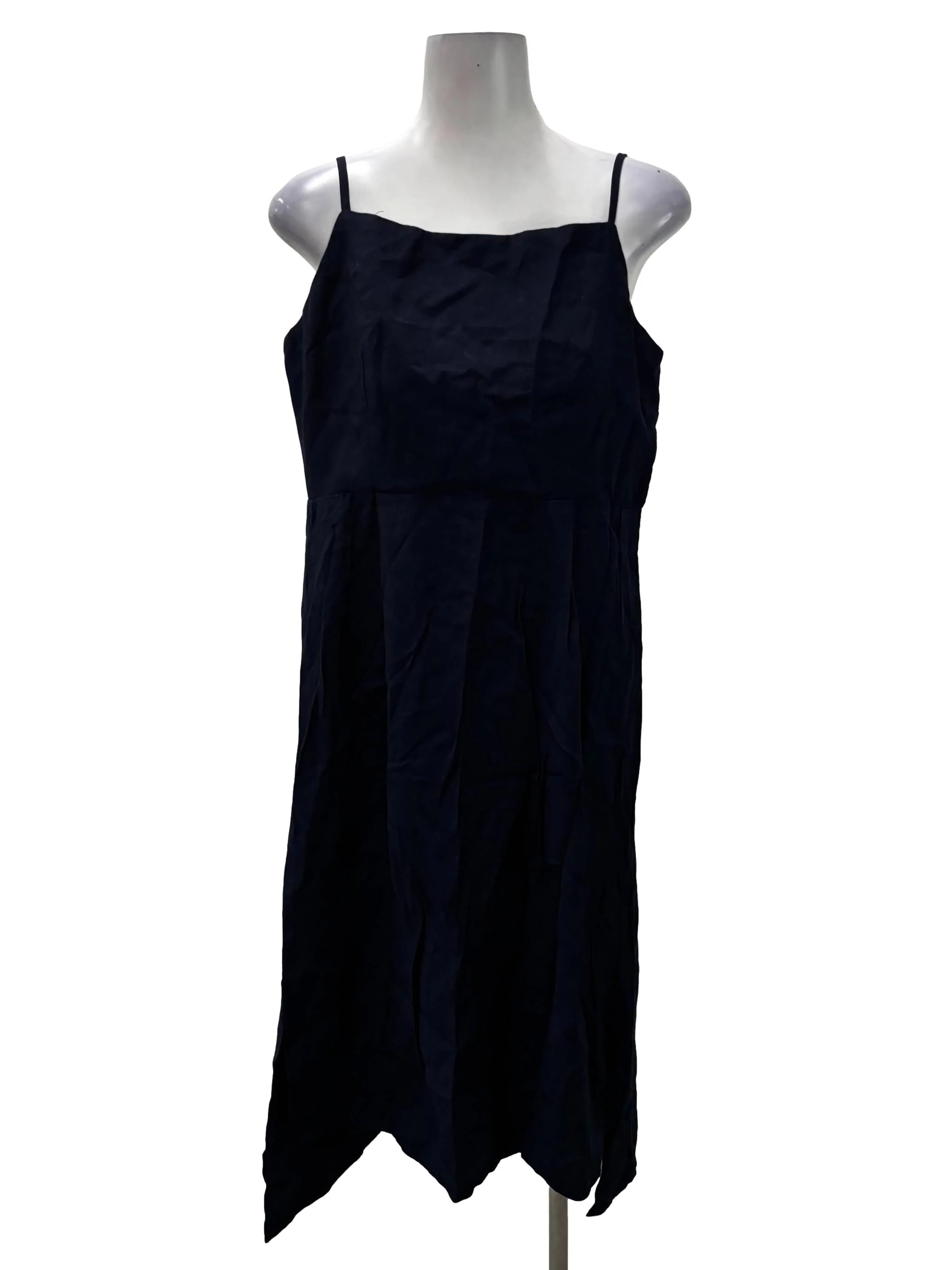 Navy Blue Across Neck Halter Midi Dress