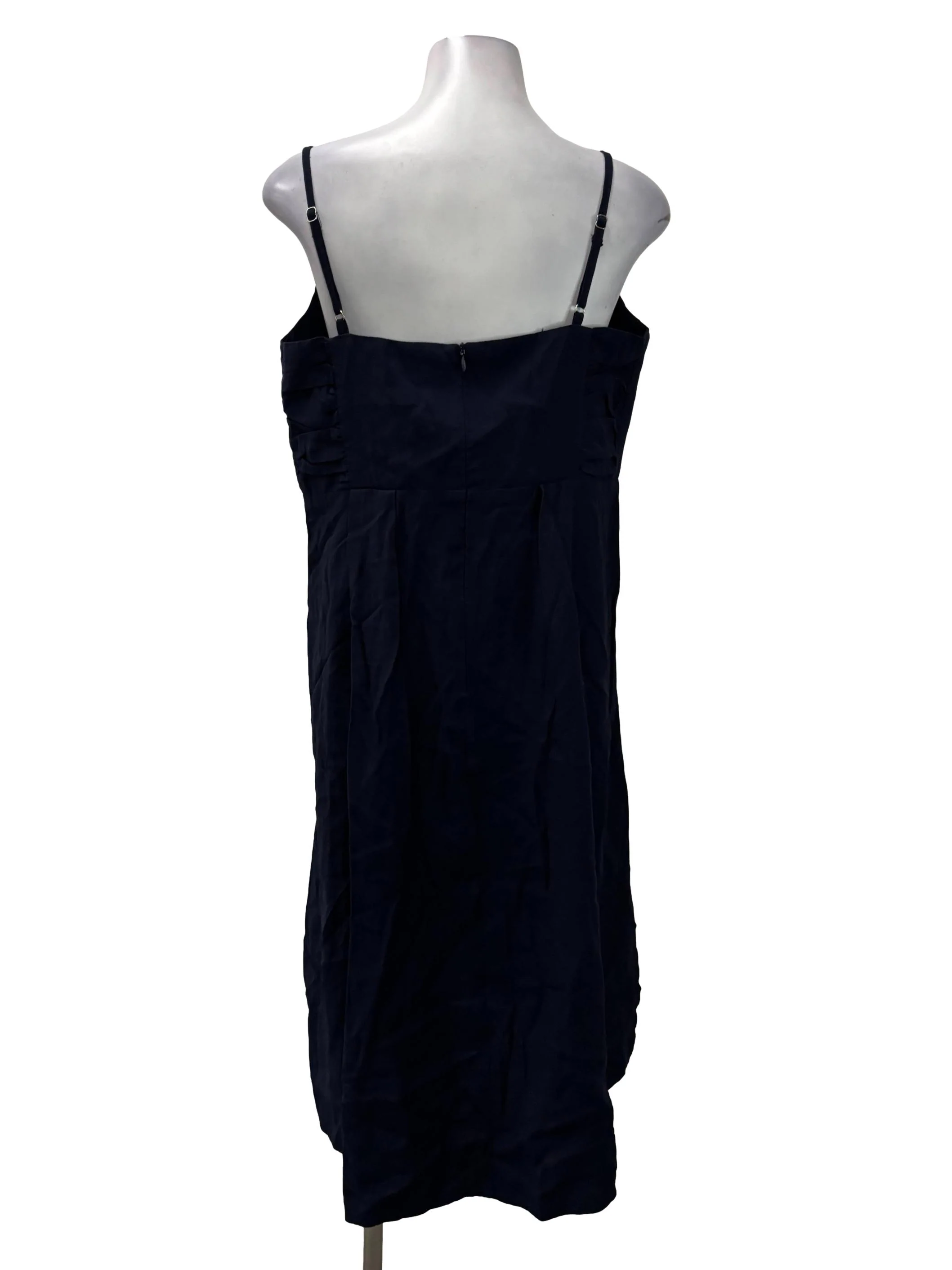 Navy Blue Across Neck Halter Midi Dress - Image 2