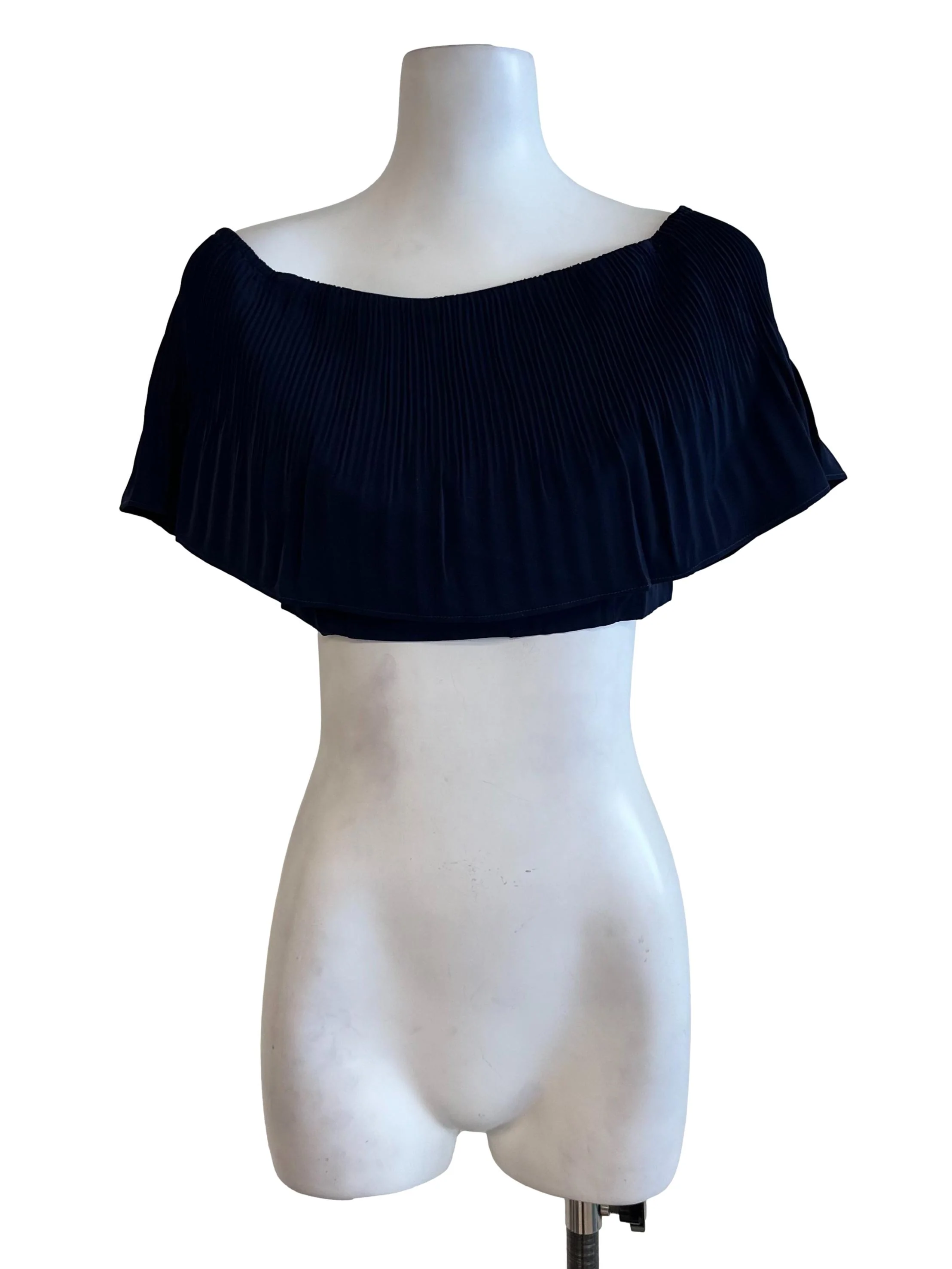 Navy Blue Cape Pleated Top