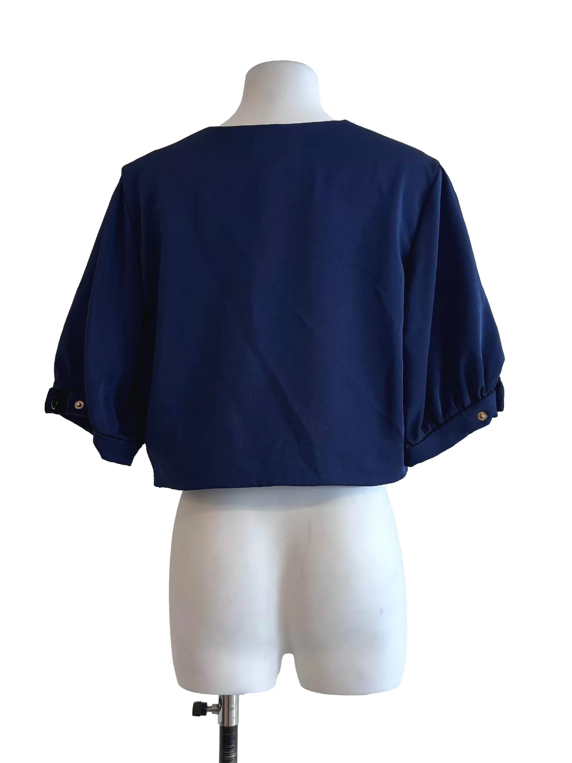 Navy Blue Cropped Blouse - Image 2