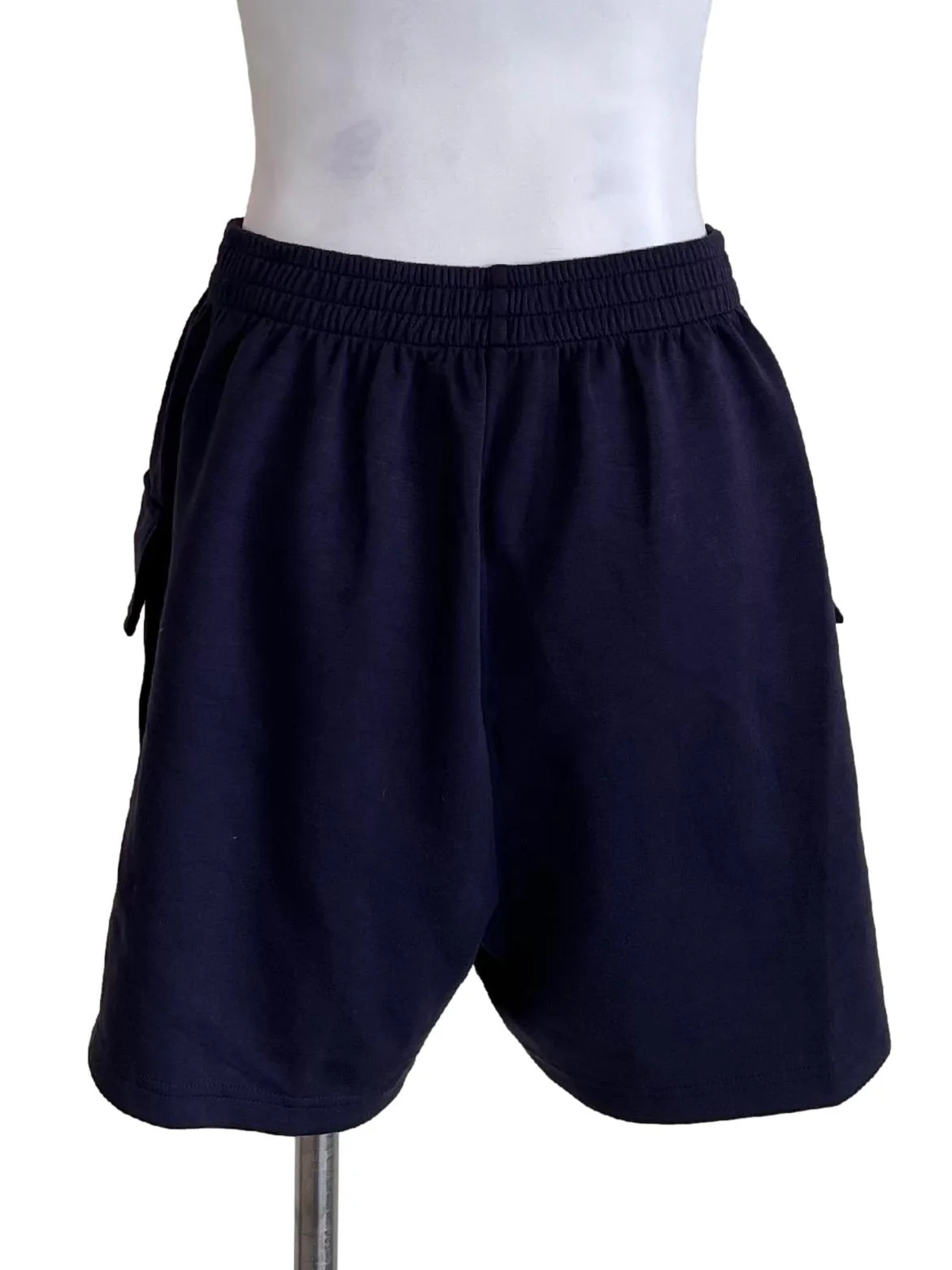 Navy Blue Elastic Waist Shorts - Image 2
