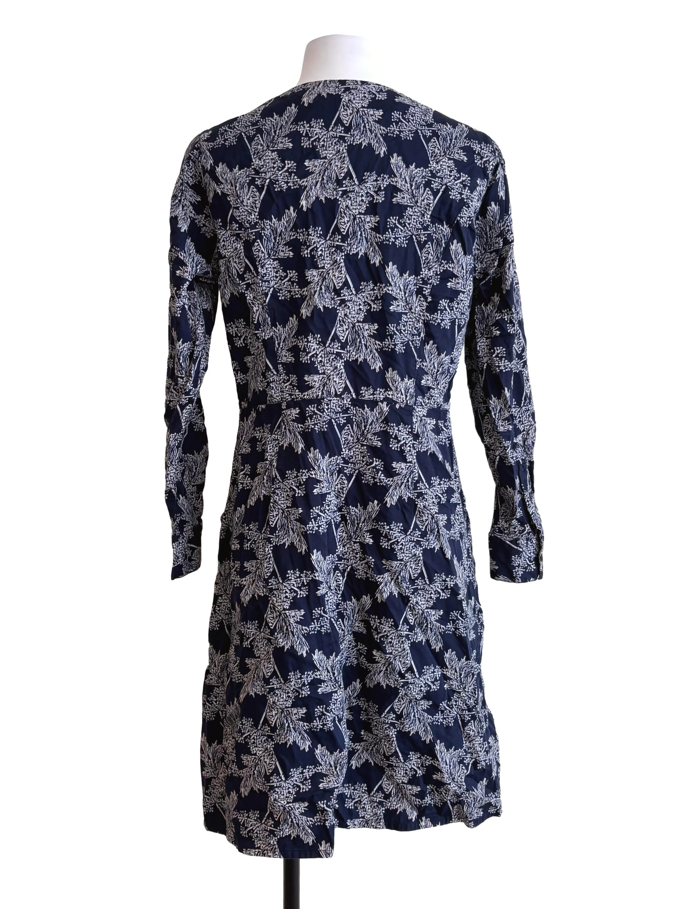 Navy Blue Floral Button Dress - Image 2
