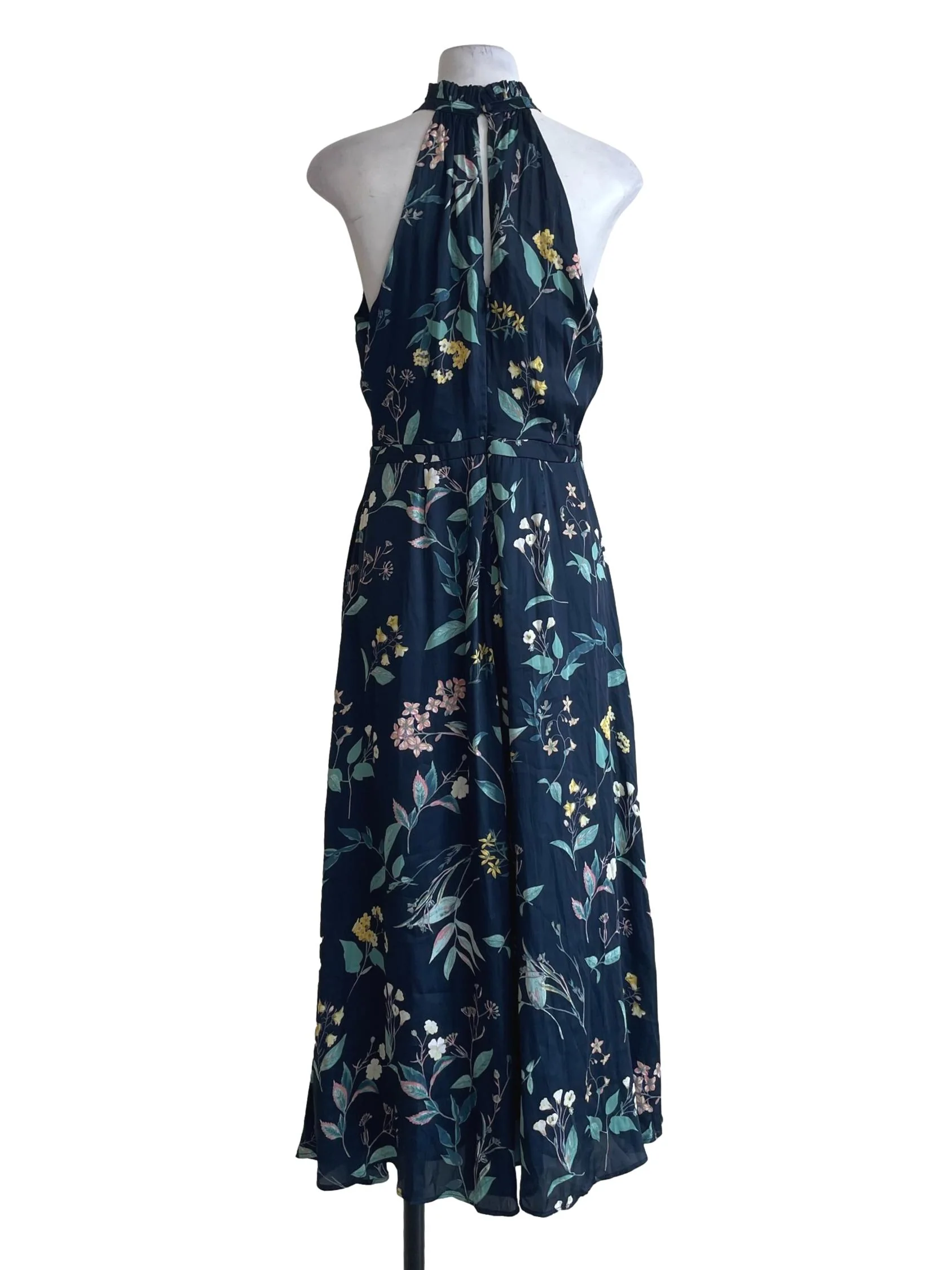 Navy Blue Floral Halter Neck Dress - Image 2