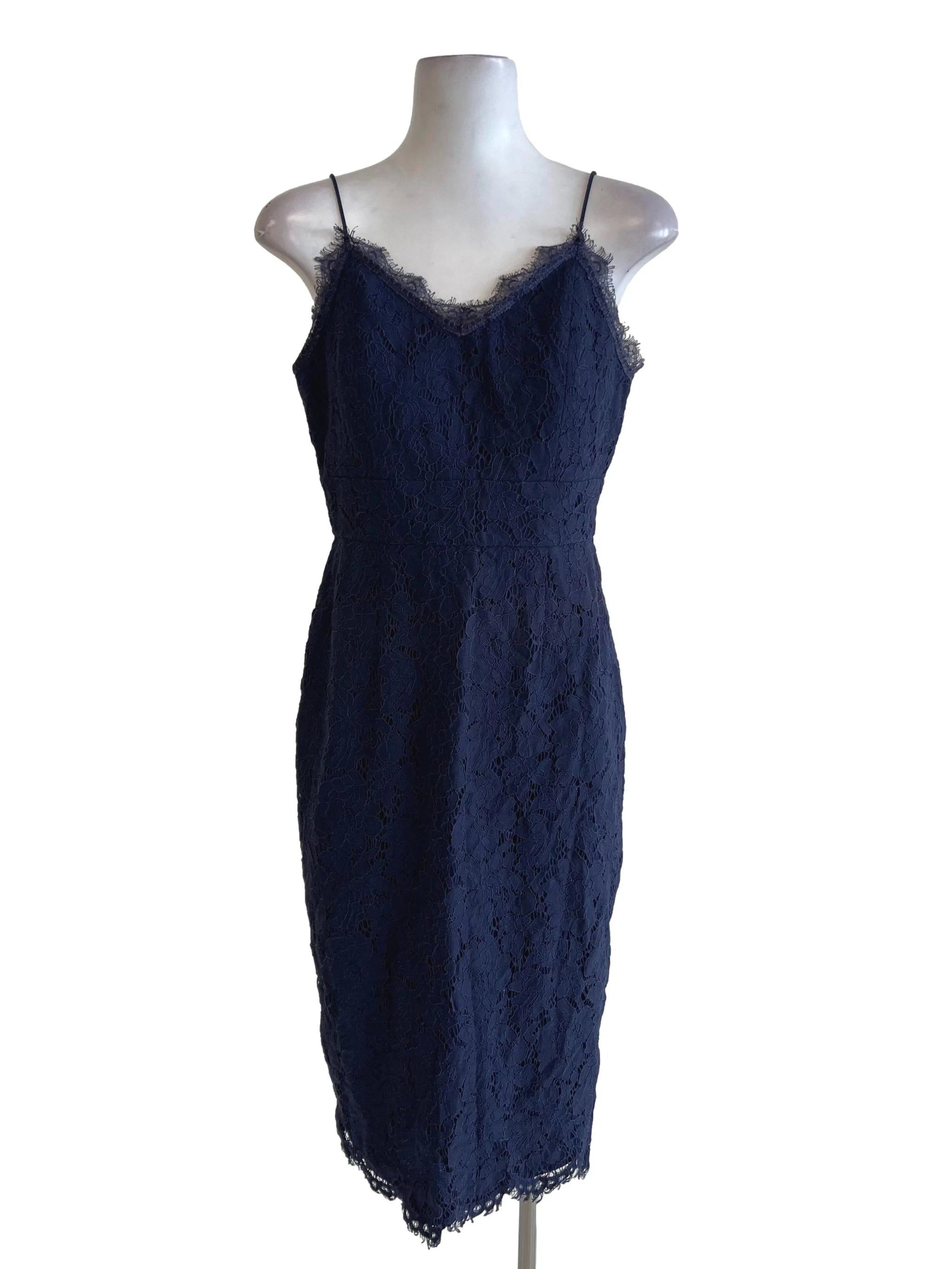 Navy Blue Floral Lace Dress