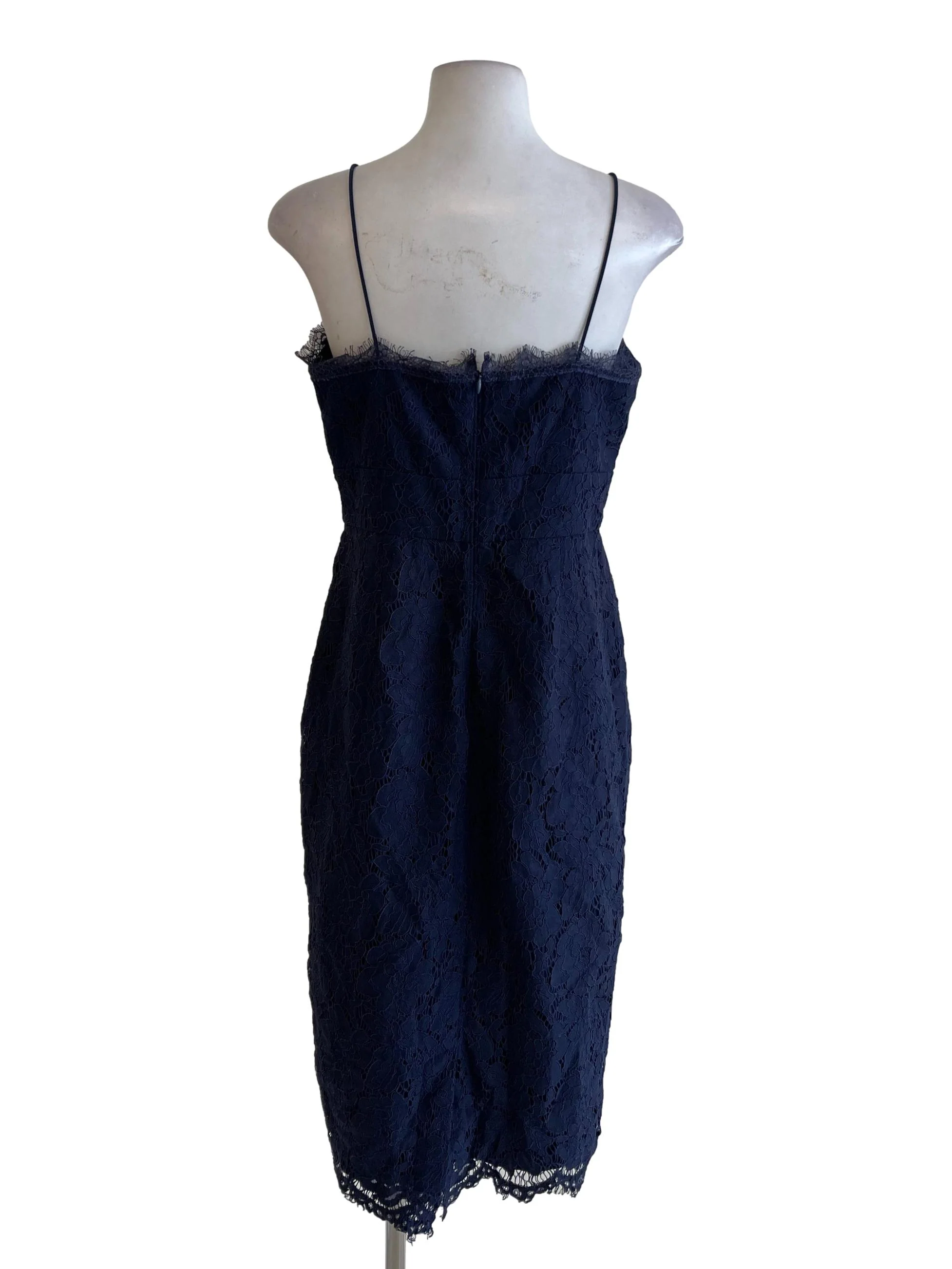 Navy Blue Floral Lace Dress - Image 2