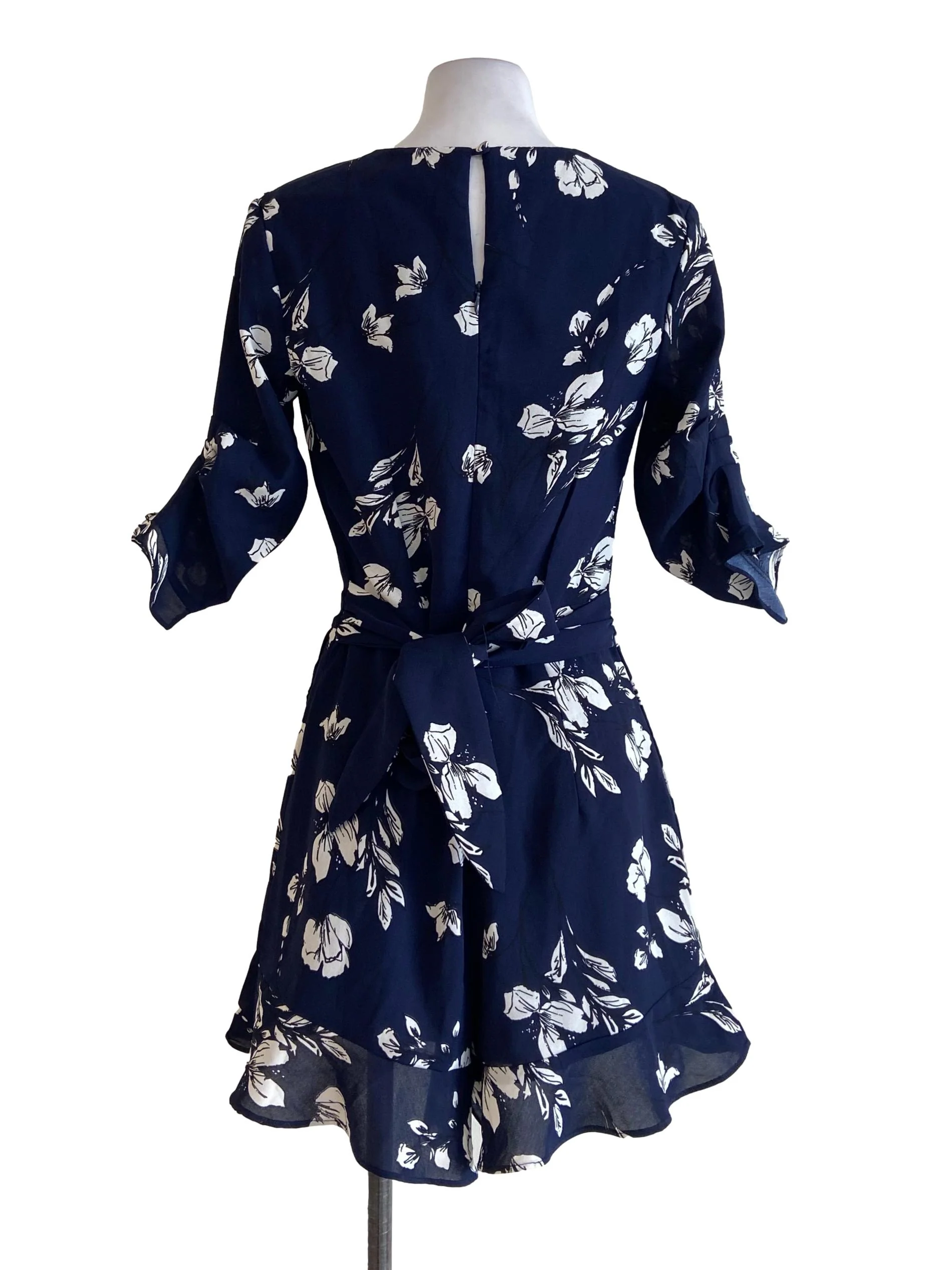 Navy Blue Floral V Neck Rompers - Image 2