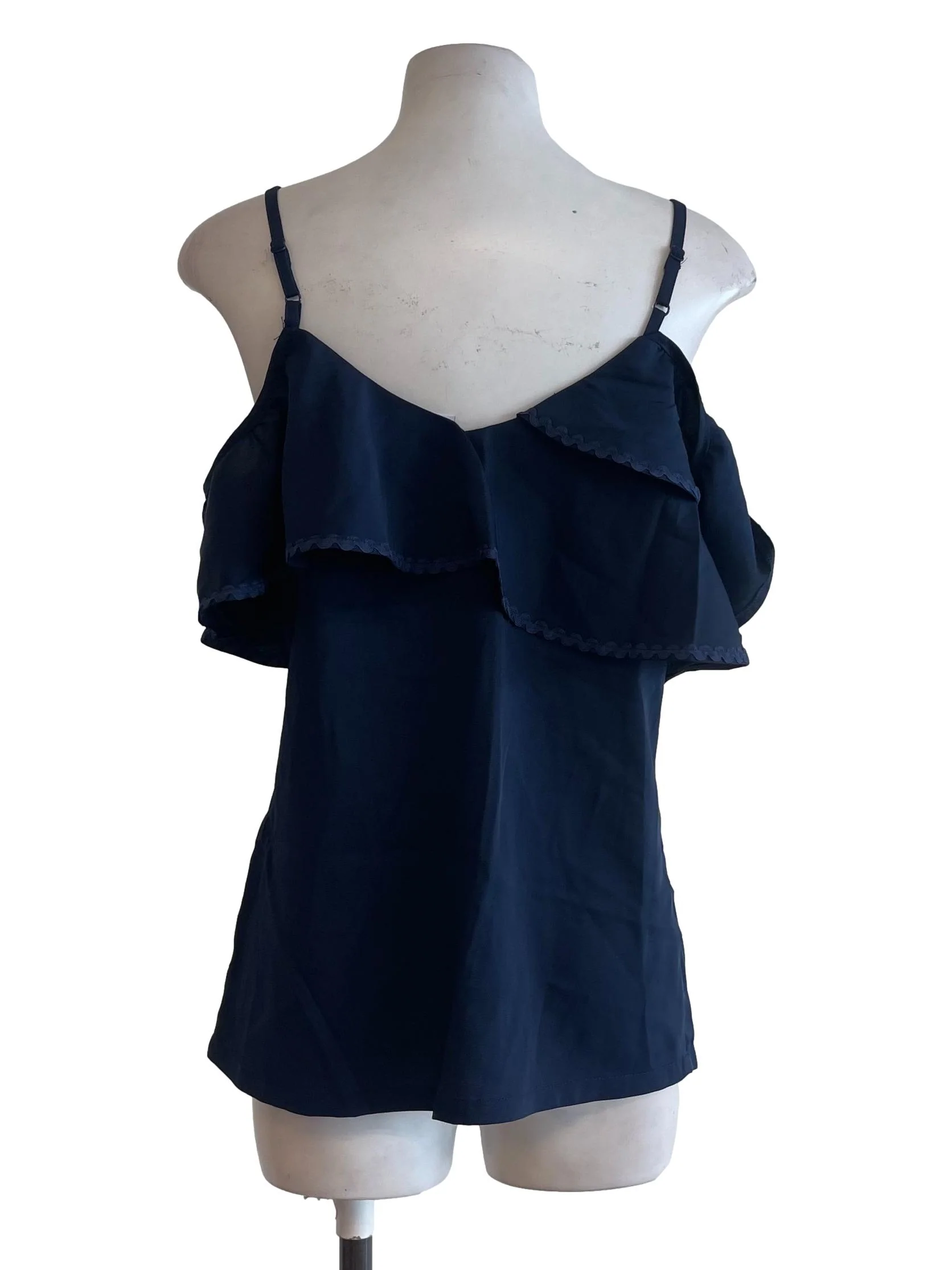 Navy Blue Lace Boarder Top - Image 2