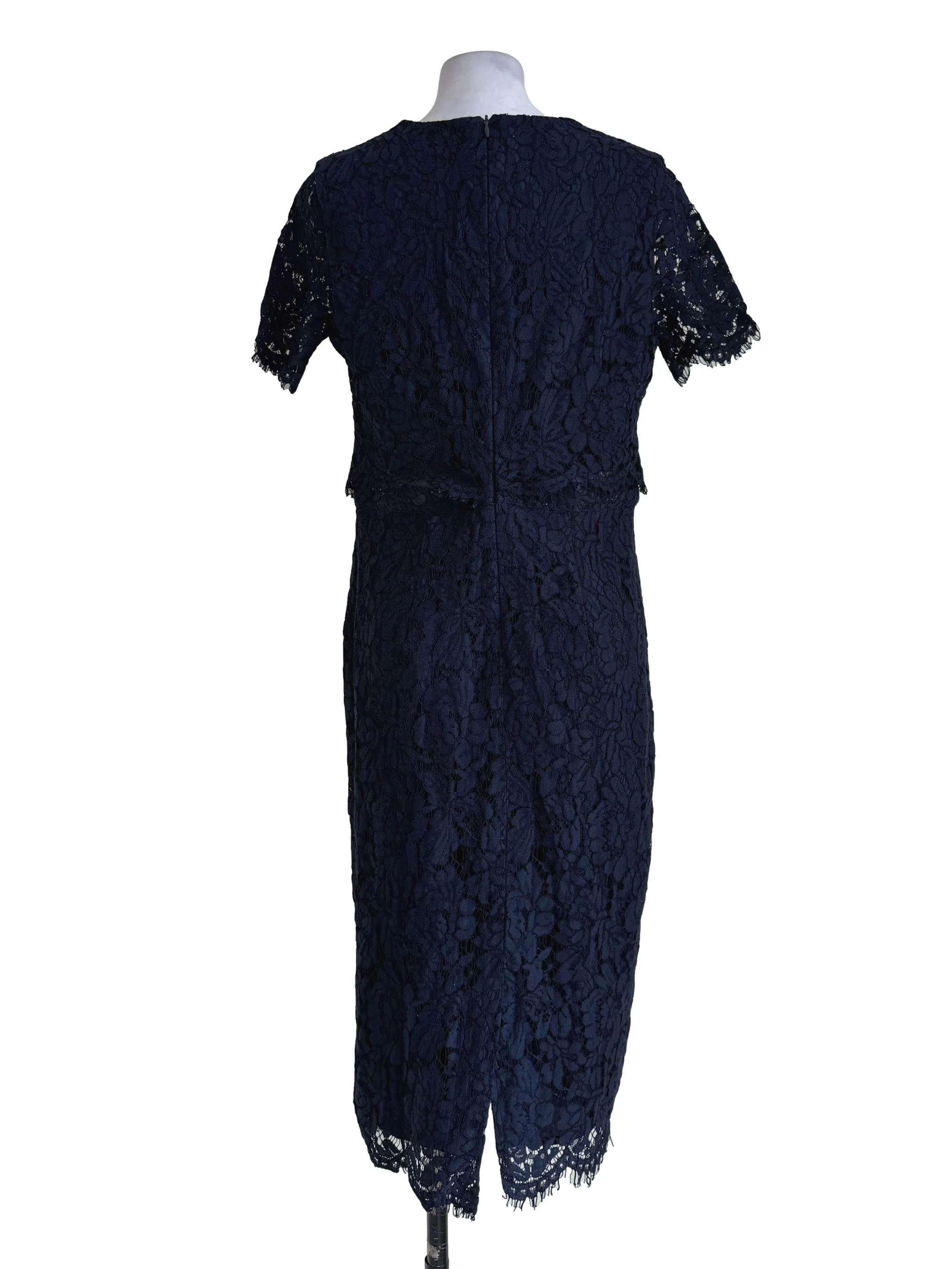 Navy Blue Lace Short Sleeve Dress - Image 2