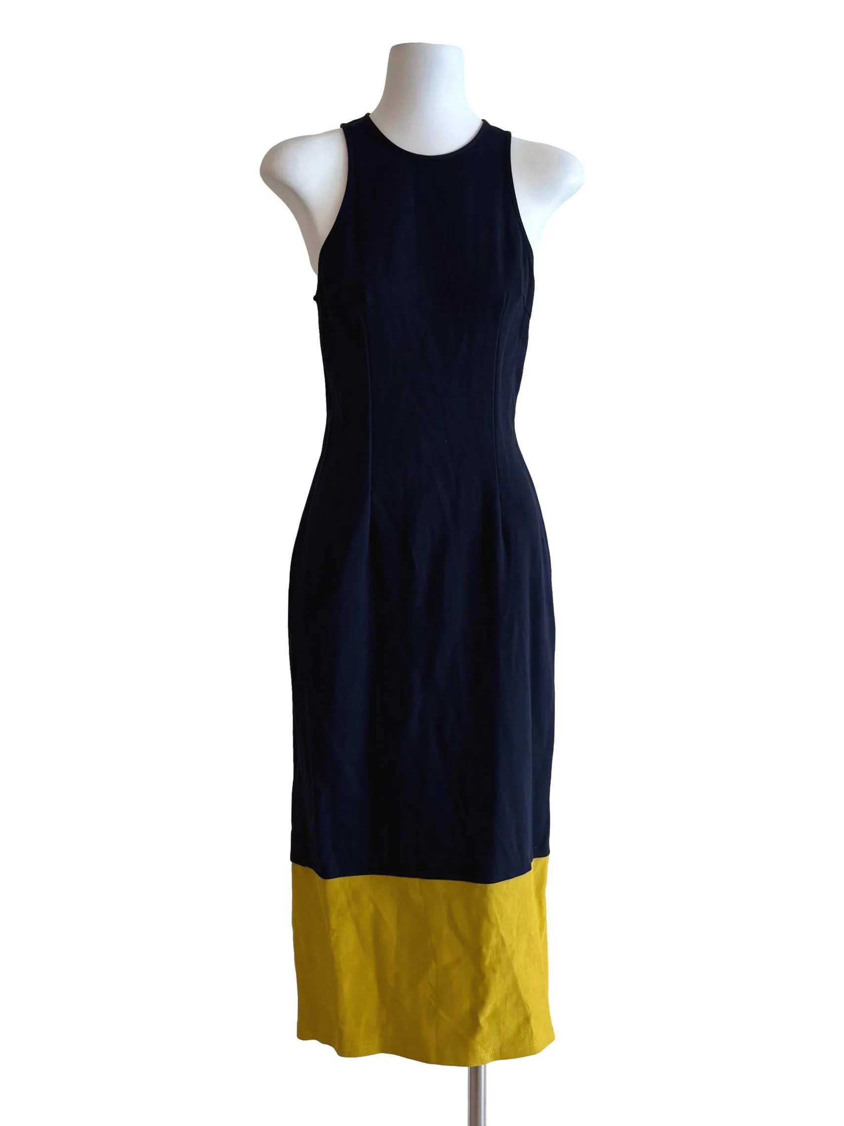 Navy Blue Mustard Yellow Bodycon Dress LB