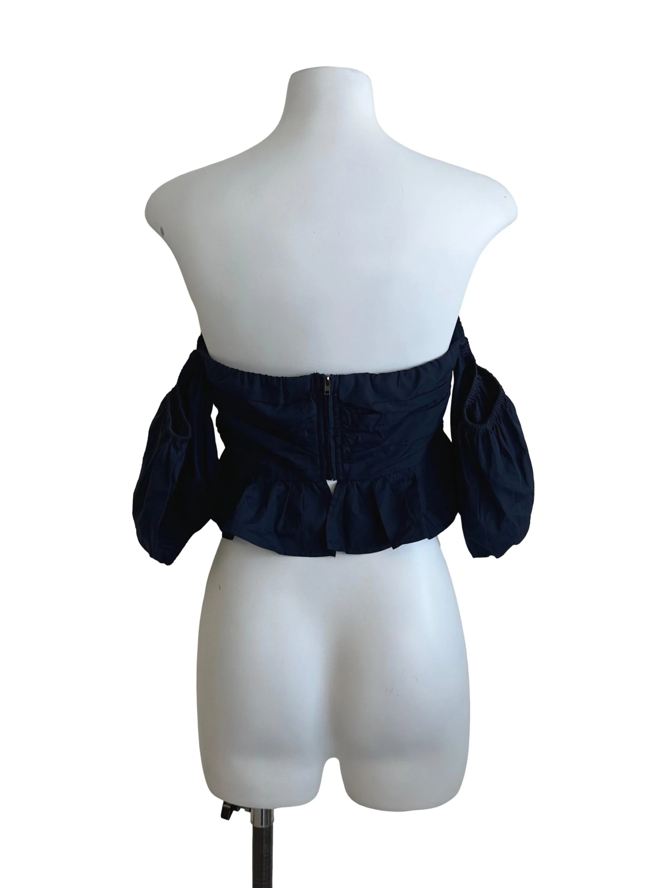 Navy Blue Off Shoulder Crop Top - Image 2