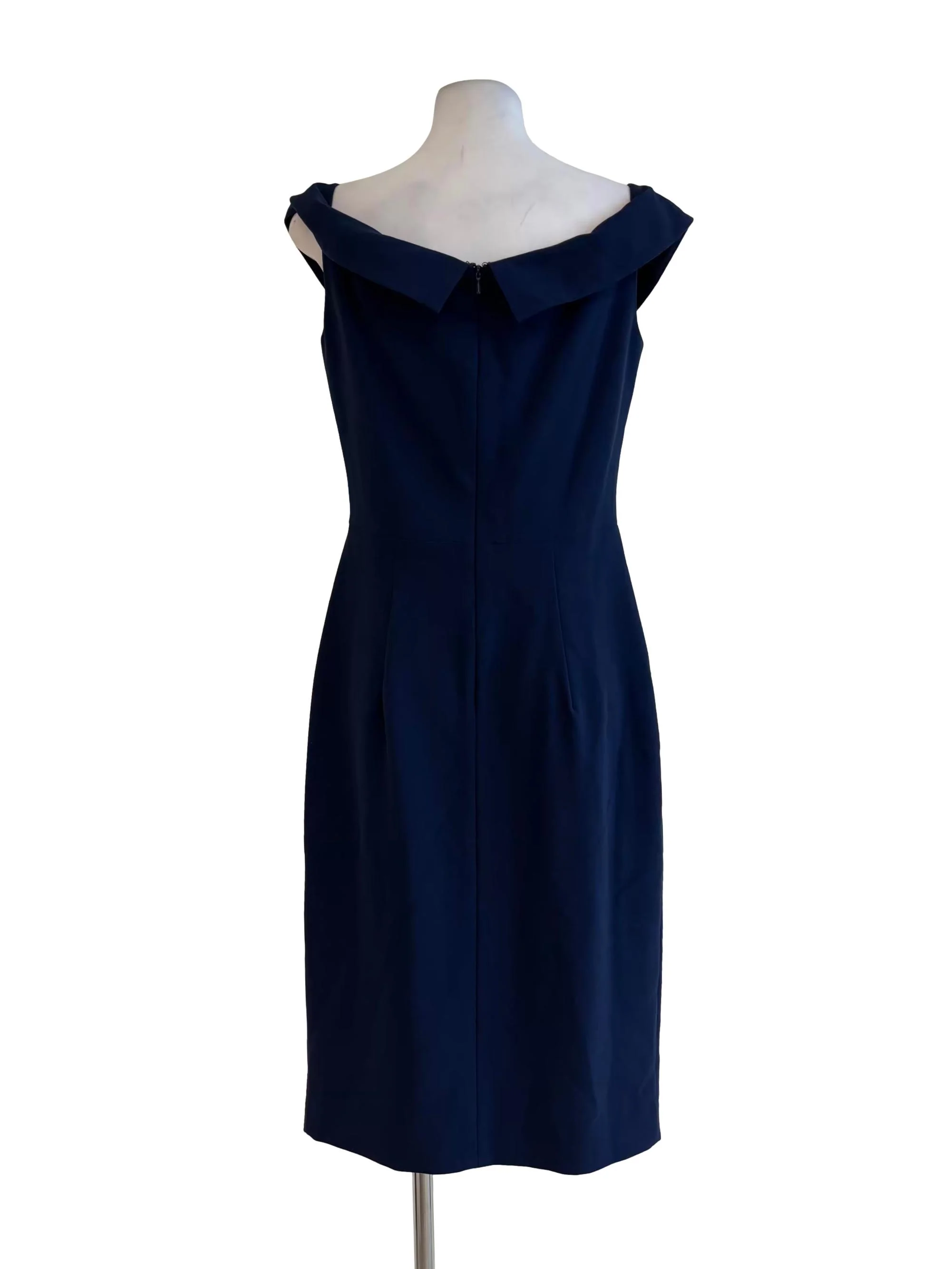 Navy Blue Off Shoulder Sheath Dress - Image 2