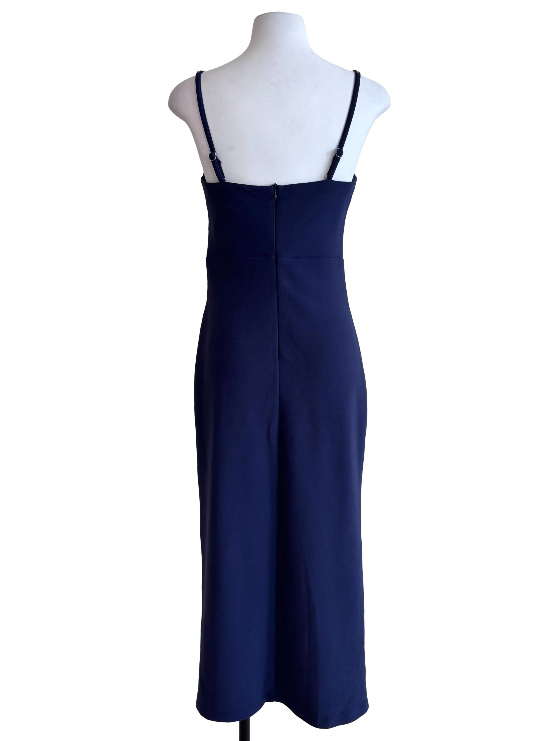 Navy Blue Pearl Strap Slit Dress - Image 2