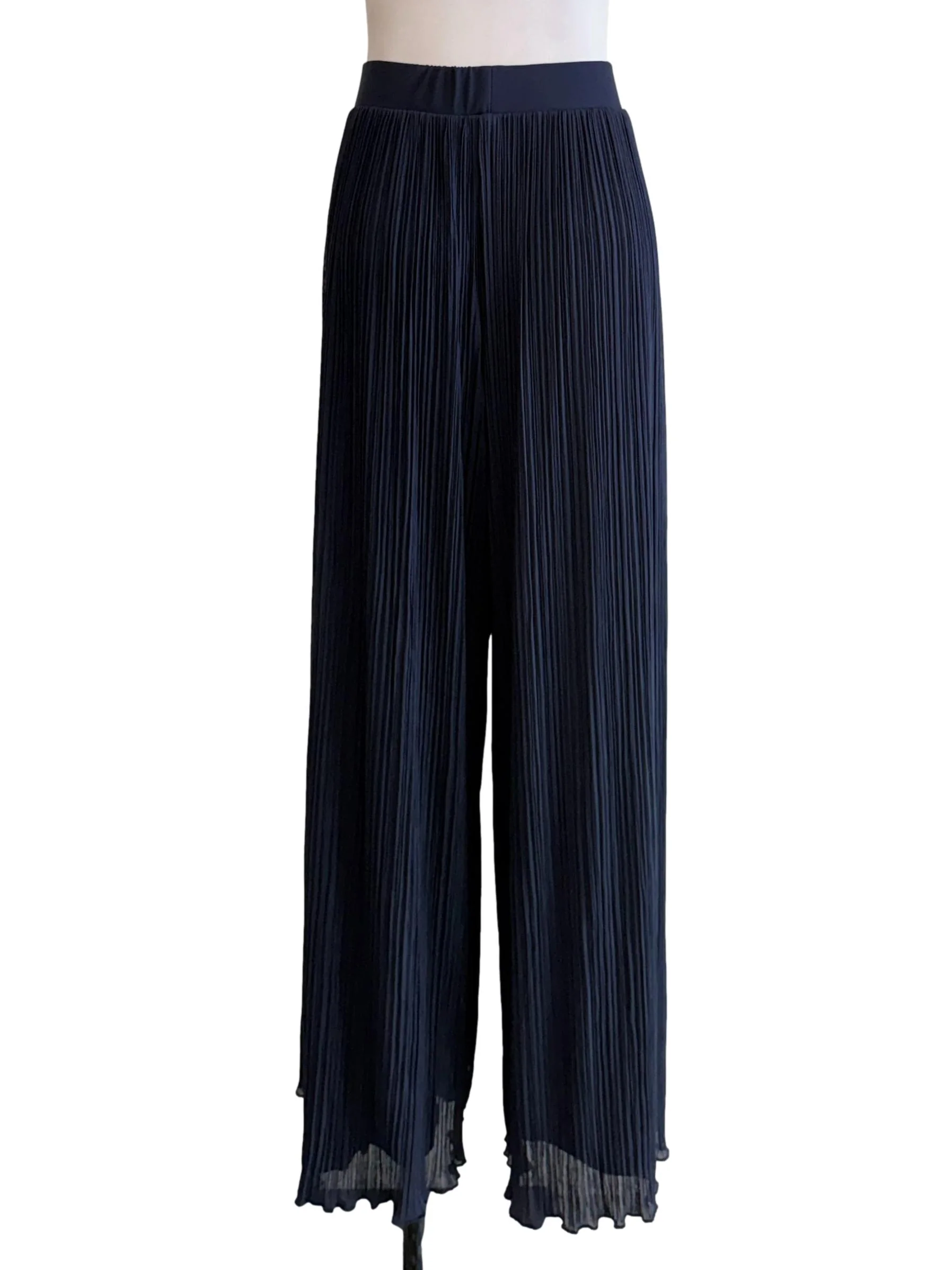 Navy Blue Pleated Long Pants - Image 2