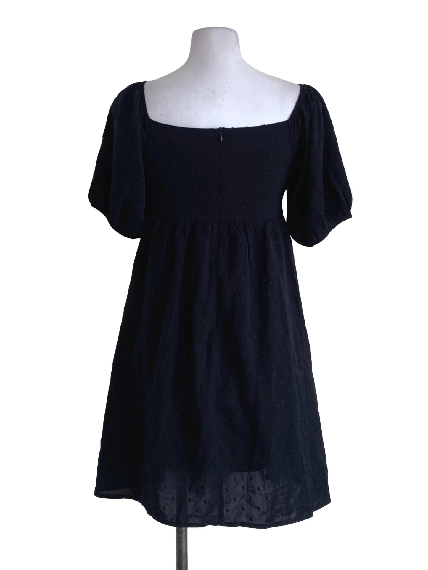 Navy Blue Polka Dot Empire Dress - Image 2