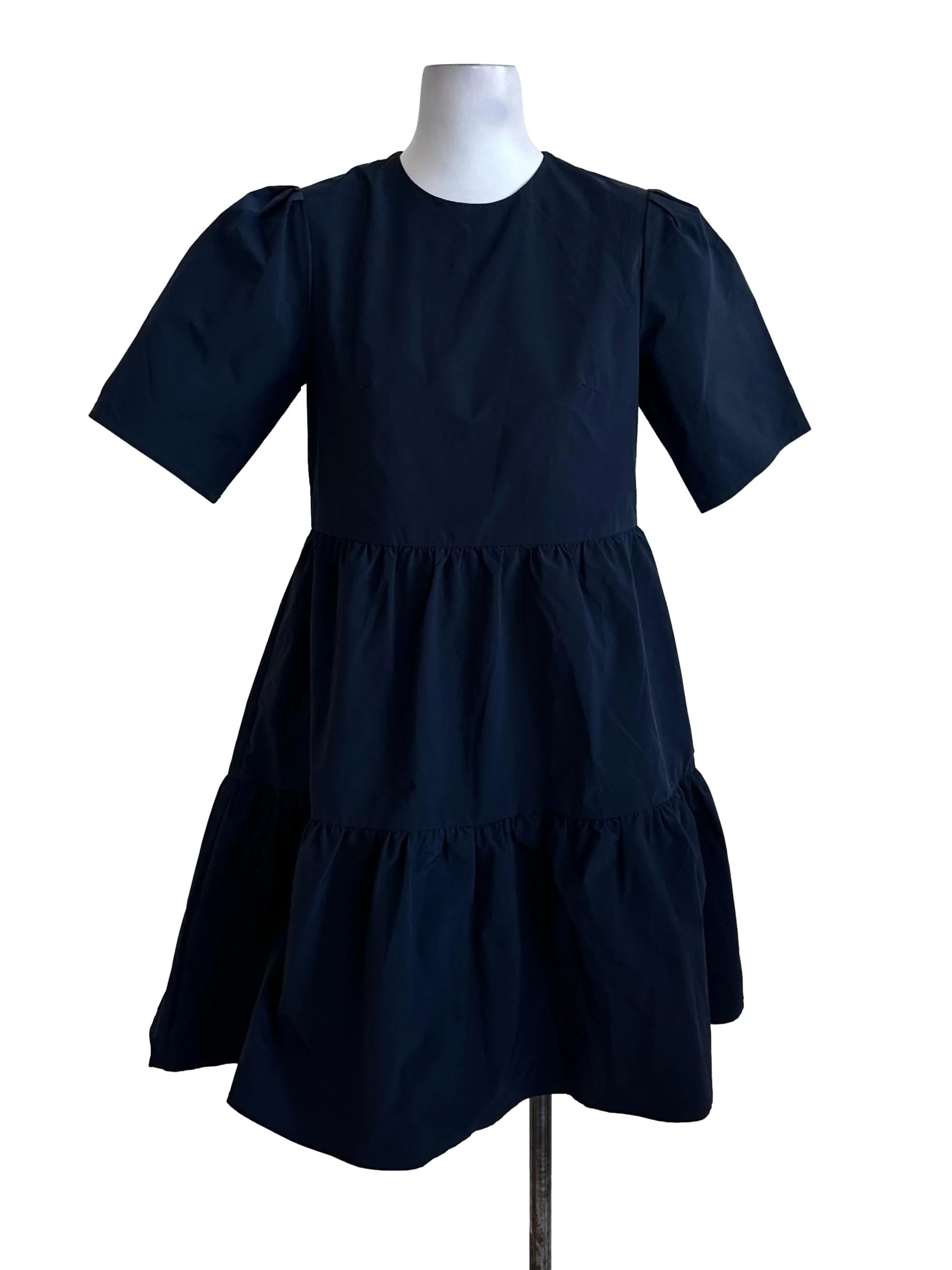 Navy Blue Short Sleeve Tiered Dress OSN