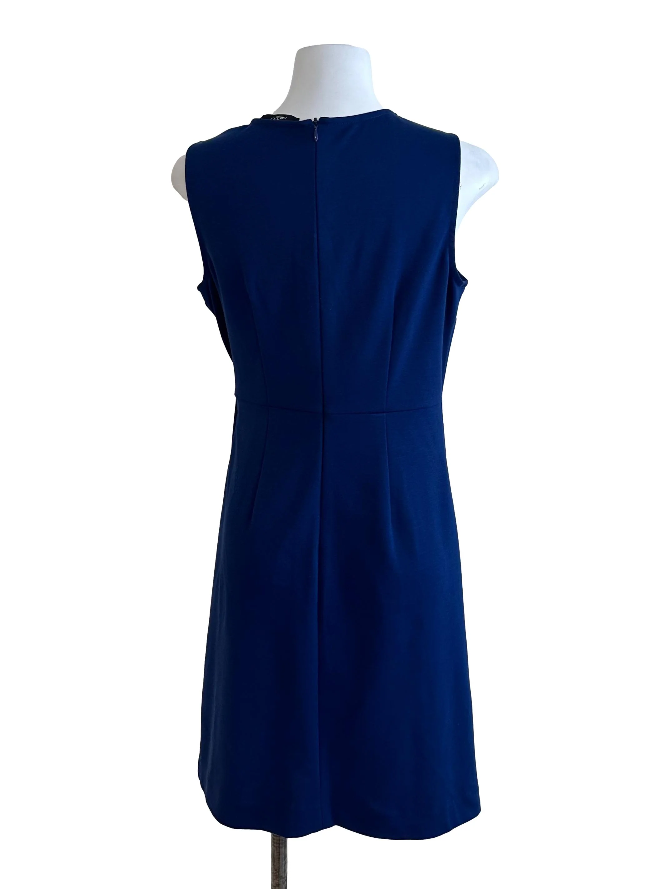 Navy Blue Side Tie Round Neck Dress - Image 2