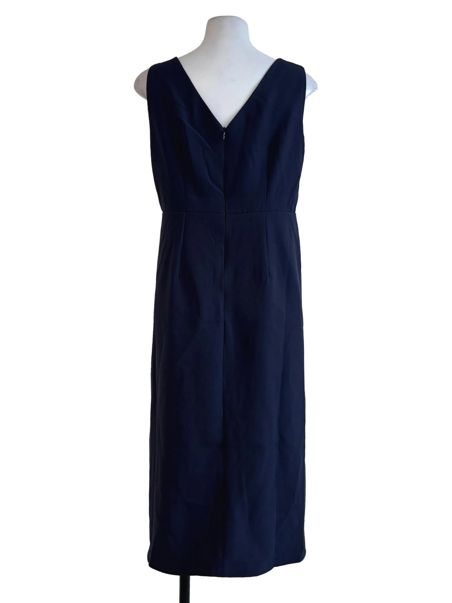 Navy Blue Sleeveless Pencil Dress - Image 2